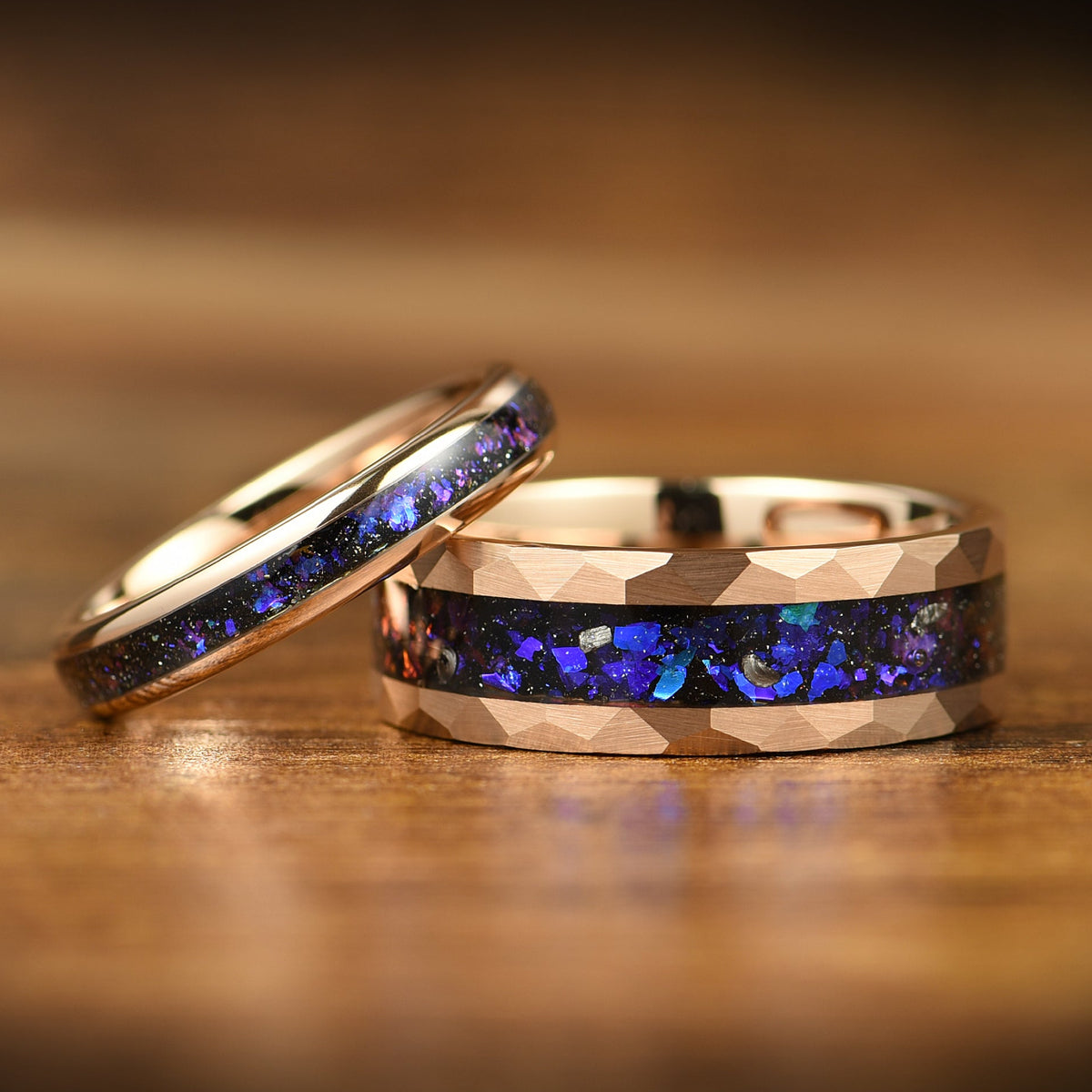HIS AND HERS TUNGSTEN RINGS ORION NEBULA INLAY (8/4MM)