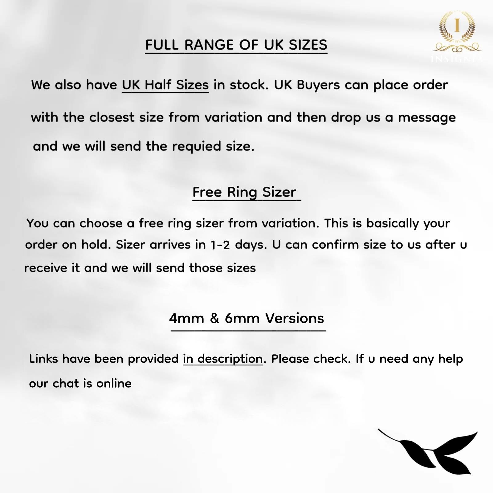 shop policy for 6mm and 4mm ring