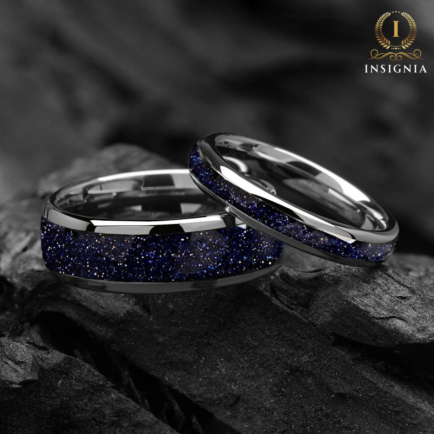 Band Womens Rings Silver Tungsten Couple View
