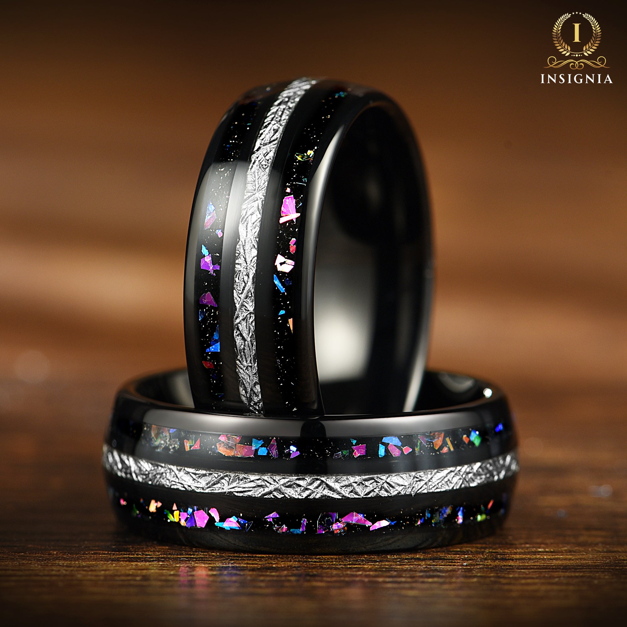 Black Opal Ring Mens Tungsten Main View
