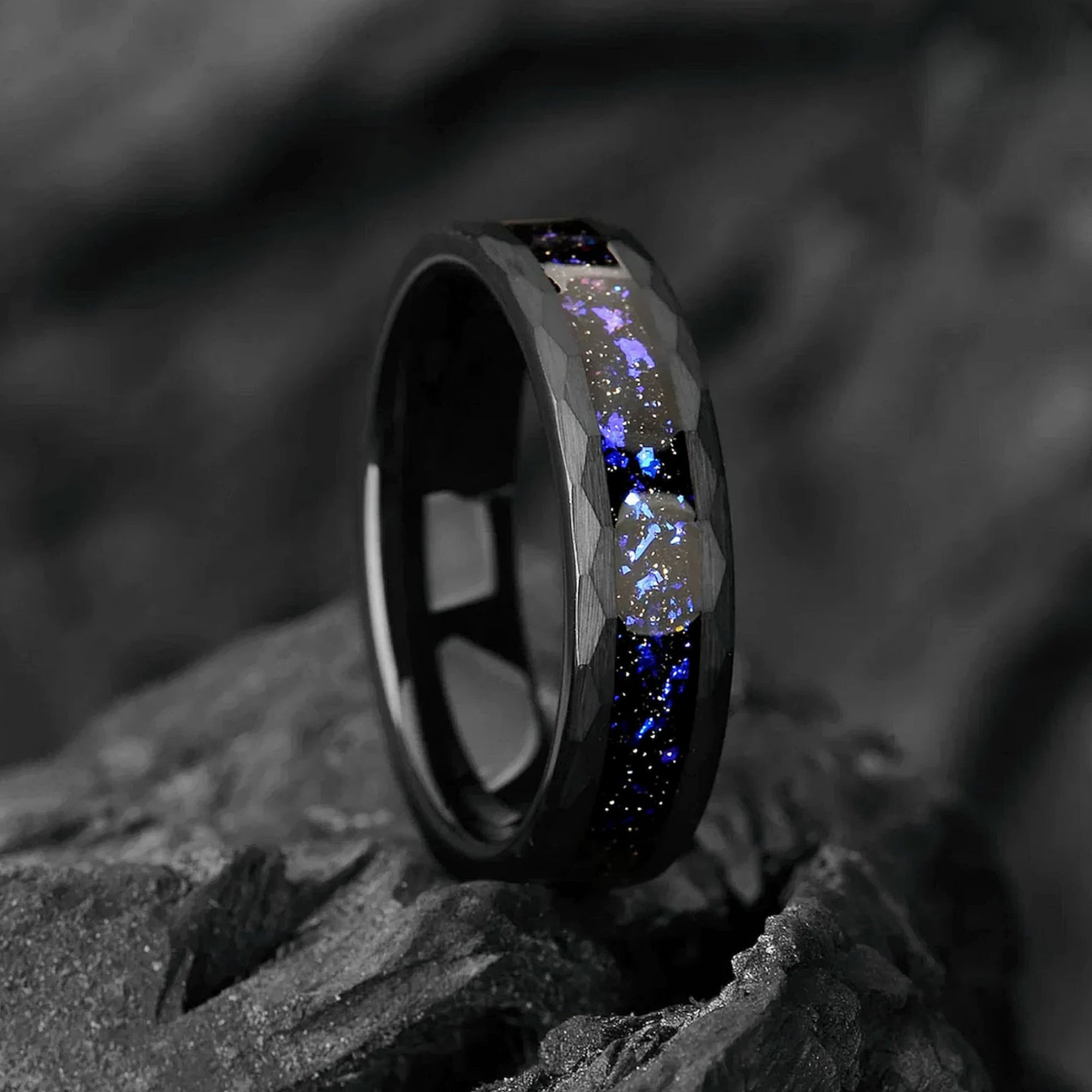 Black Rings For Guys Tungsten Top View
