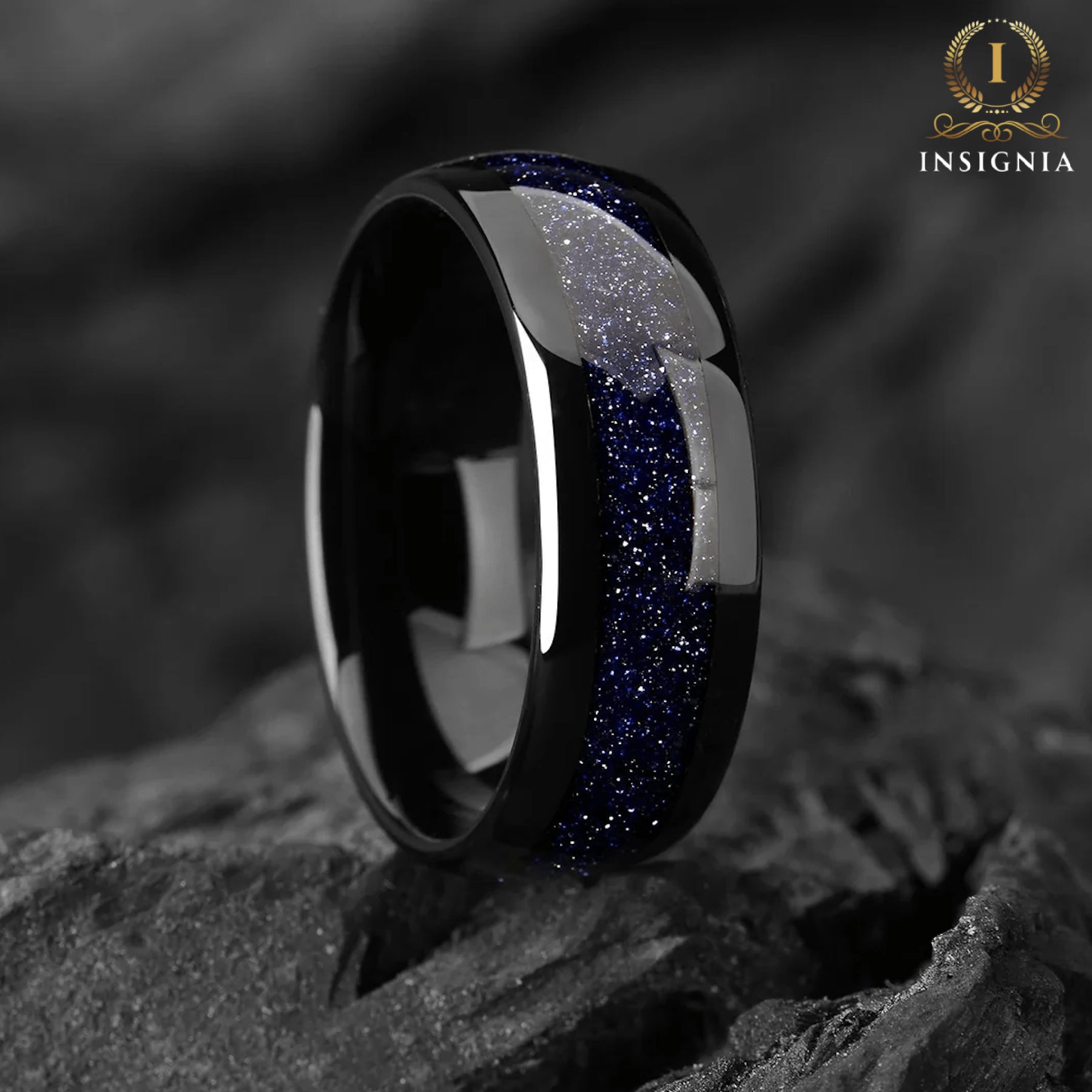 Black Wedding Bands Galaxy Angle View