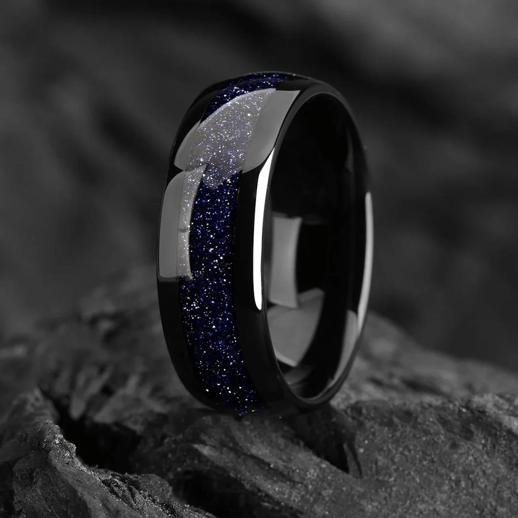 Black Wedding Bands Galaxy Vertical View