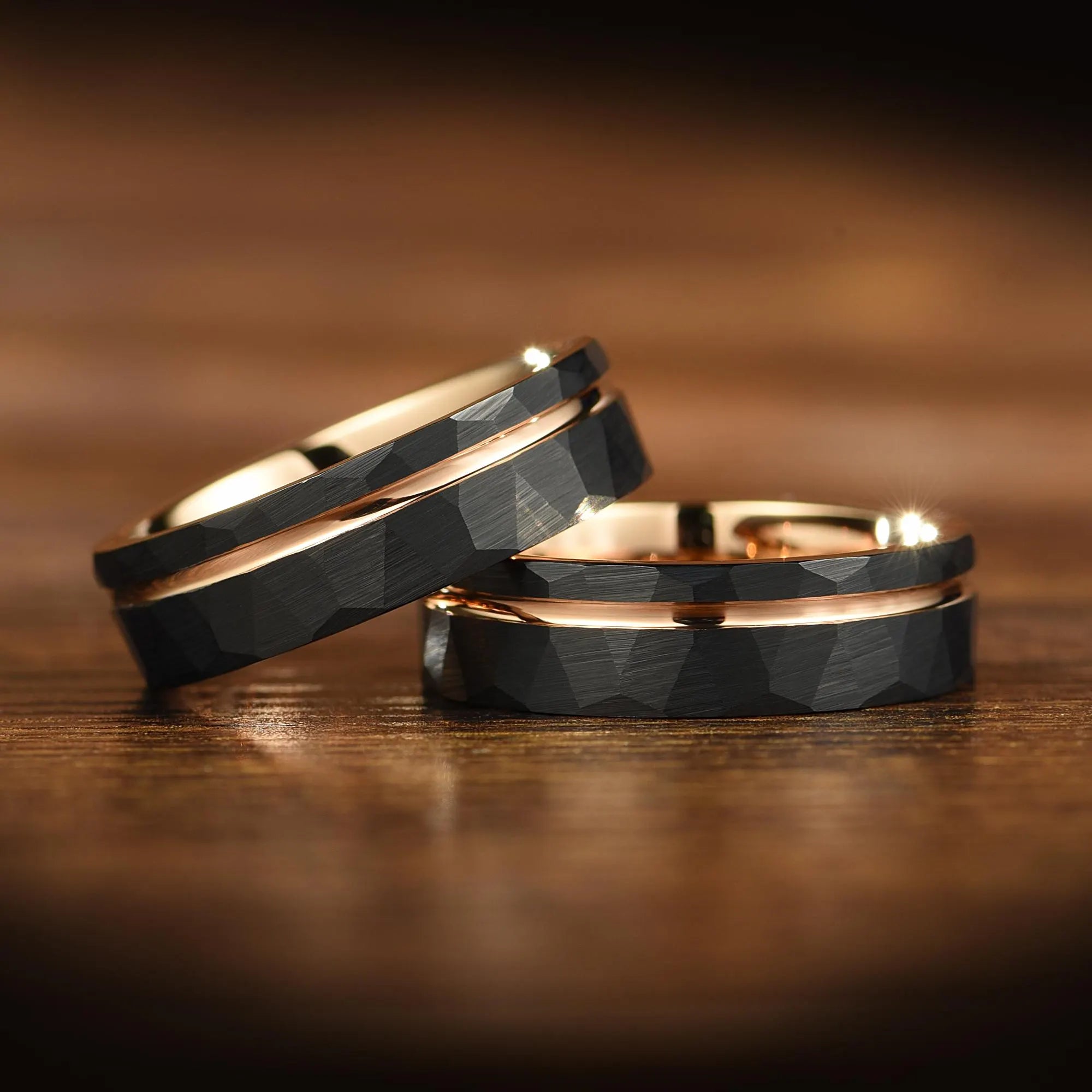 Black Wedding Rings Tungsten Angle View