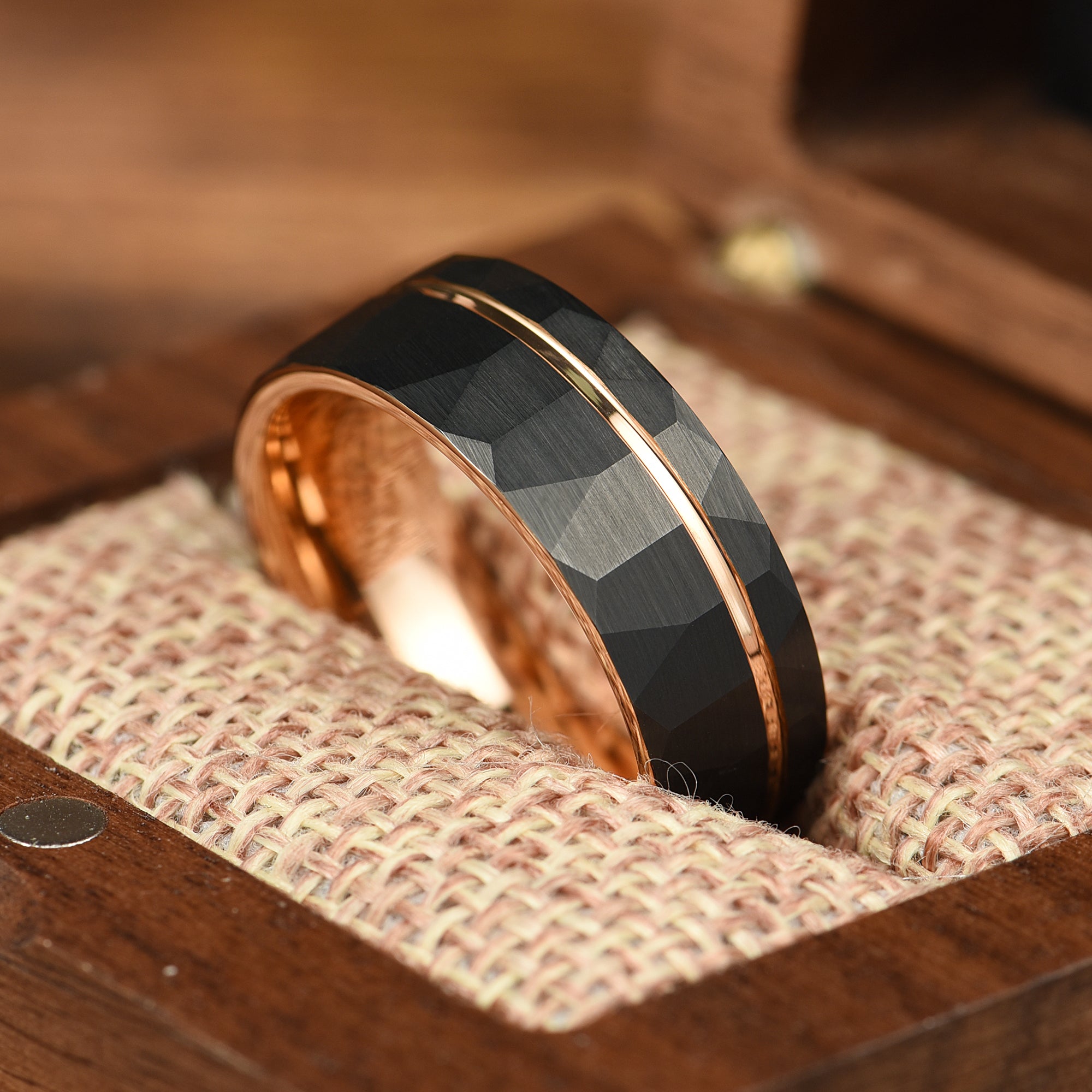 Black Wedding Rings Tungsten Close Up View