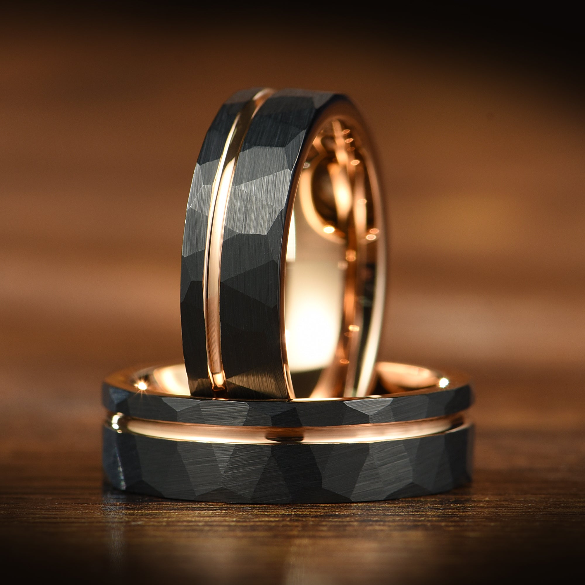 Black Wedding Rings Tungsten Main View