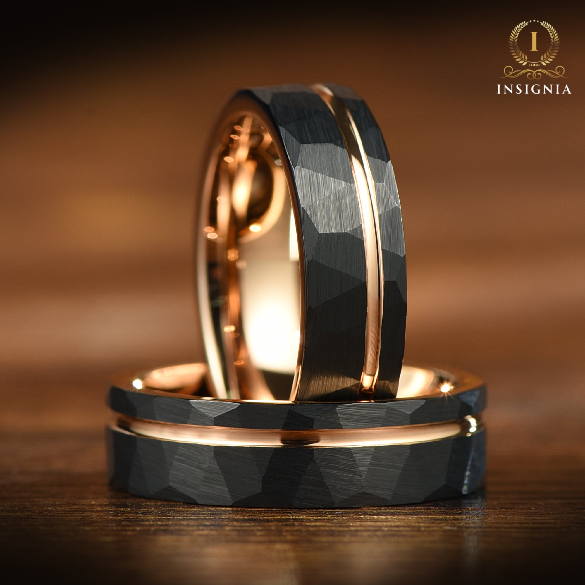 Black Wedding Rings Tungsten Profile View