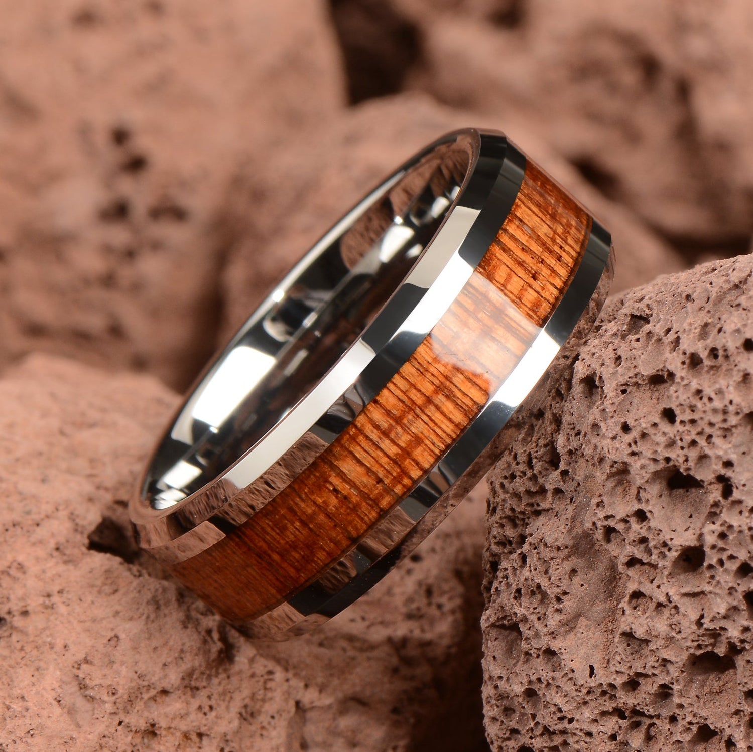 Hardwood Wedding Bands Tungsten Angle View