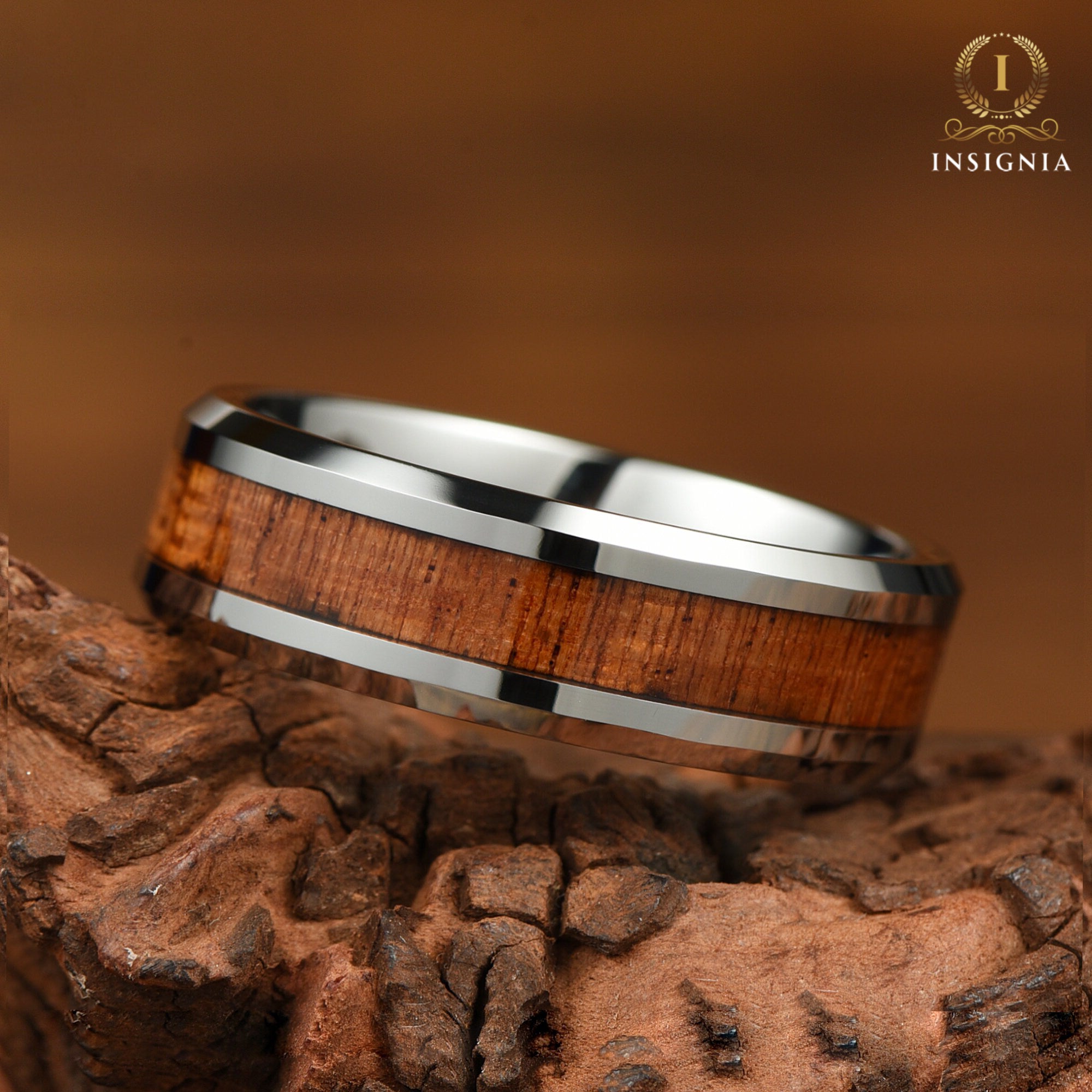 Hardwood Wedding Rings Tungsten Angle View