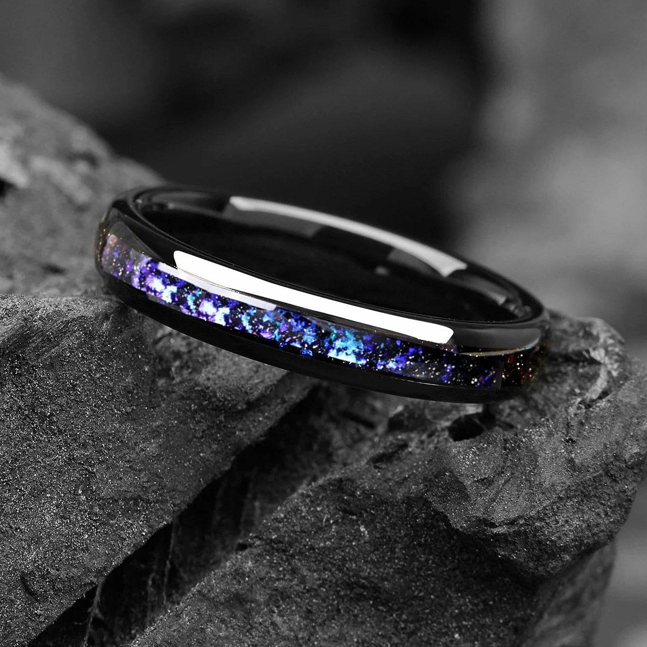 Her Promise Rings Wedding Anniversary Tungsten Angle View