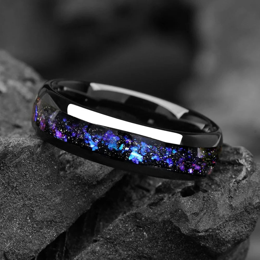 Her Promise Rings Wedding Anniversary Tungsten Front View
