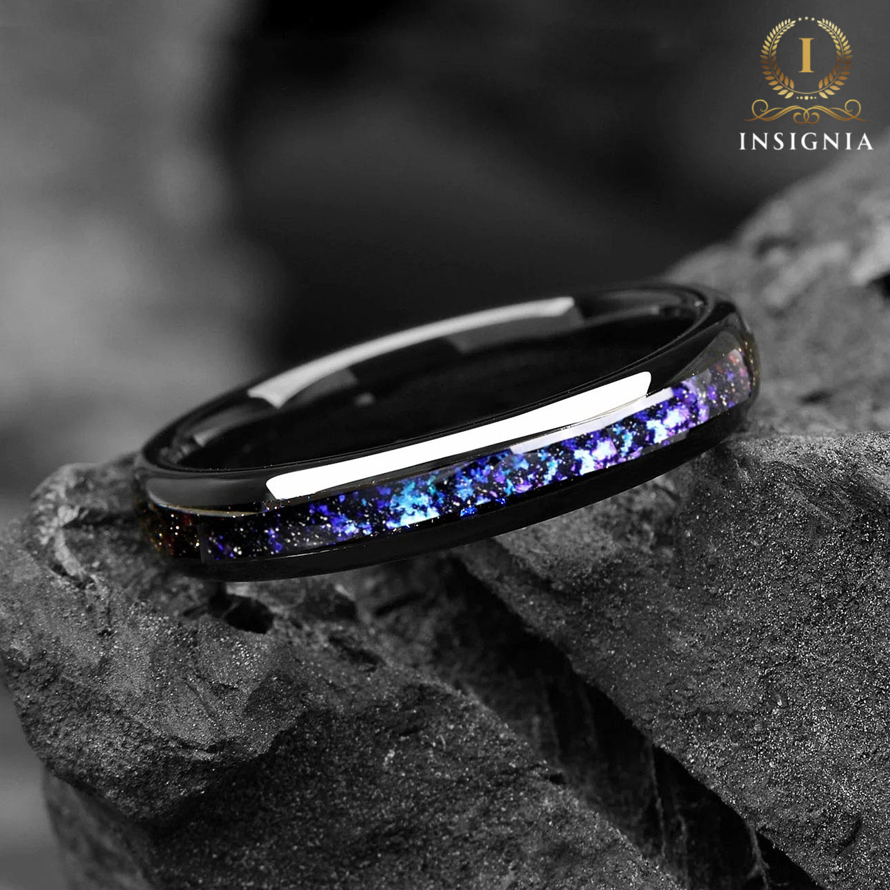 Her Promise Rings Wedding Anniversary Tungsten Side View