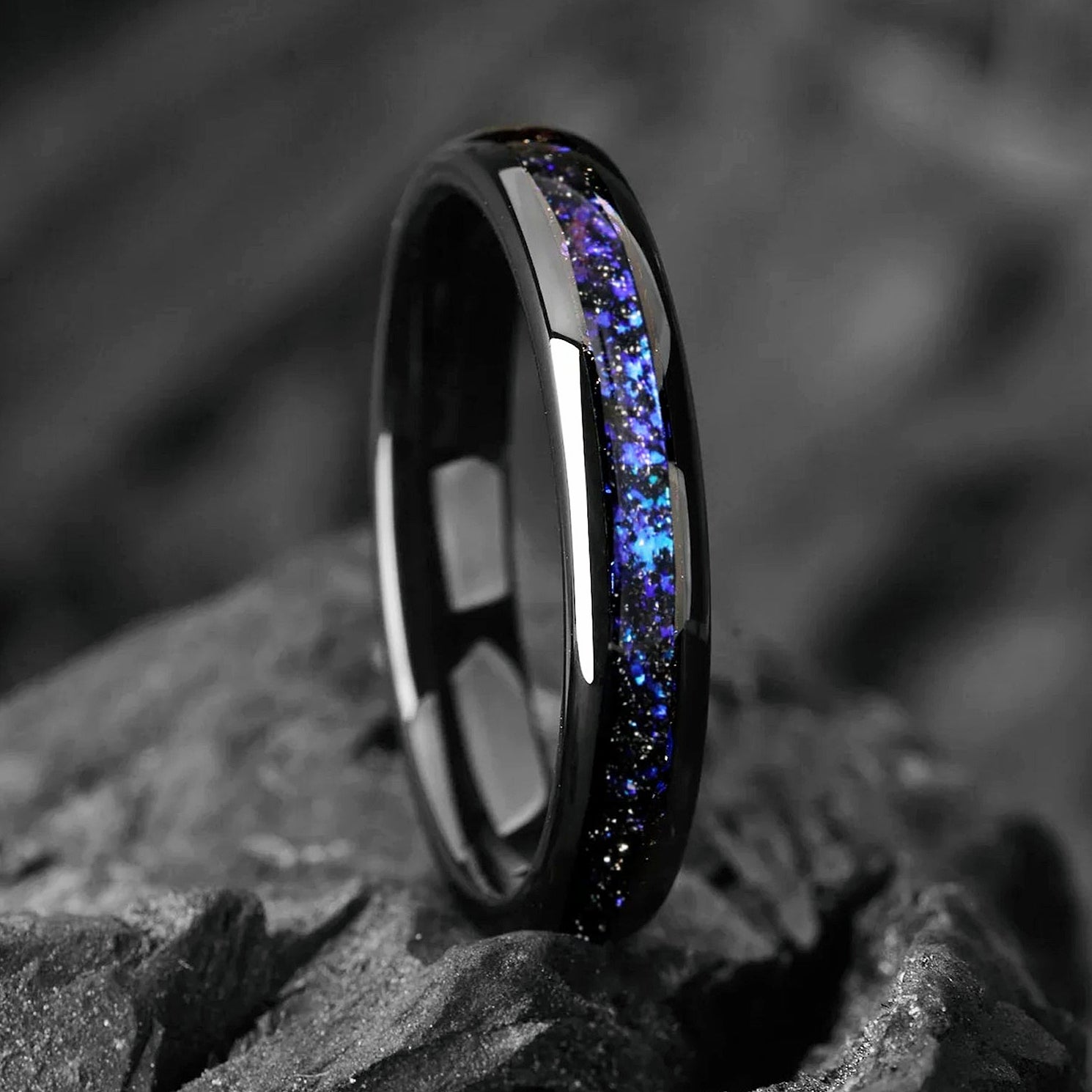 Her Promise Rings Wedding Anniversary Tungsten Top View