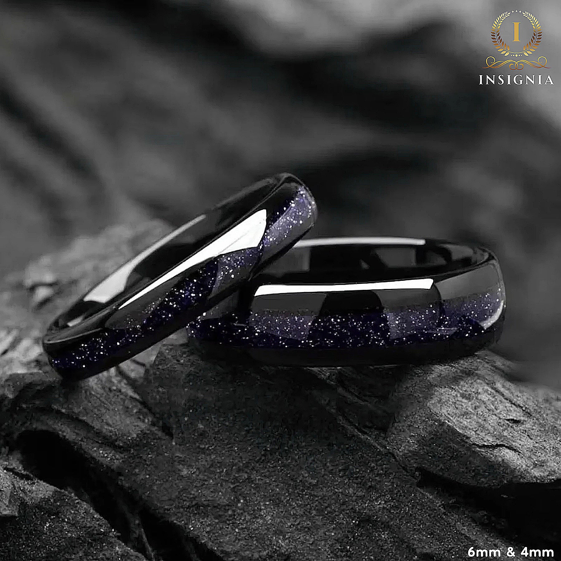His and Hers Affordable Promise Rings in Black Galaxy Design