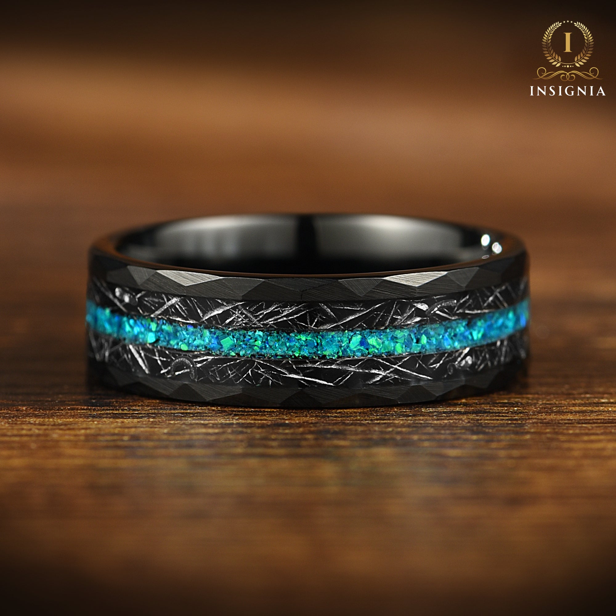His and Hers Opal Promise Set in Black Detail View