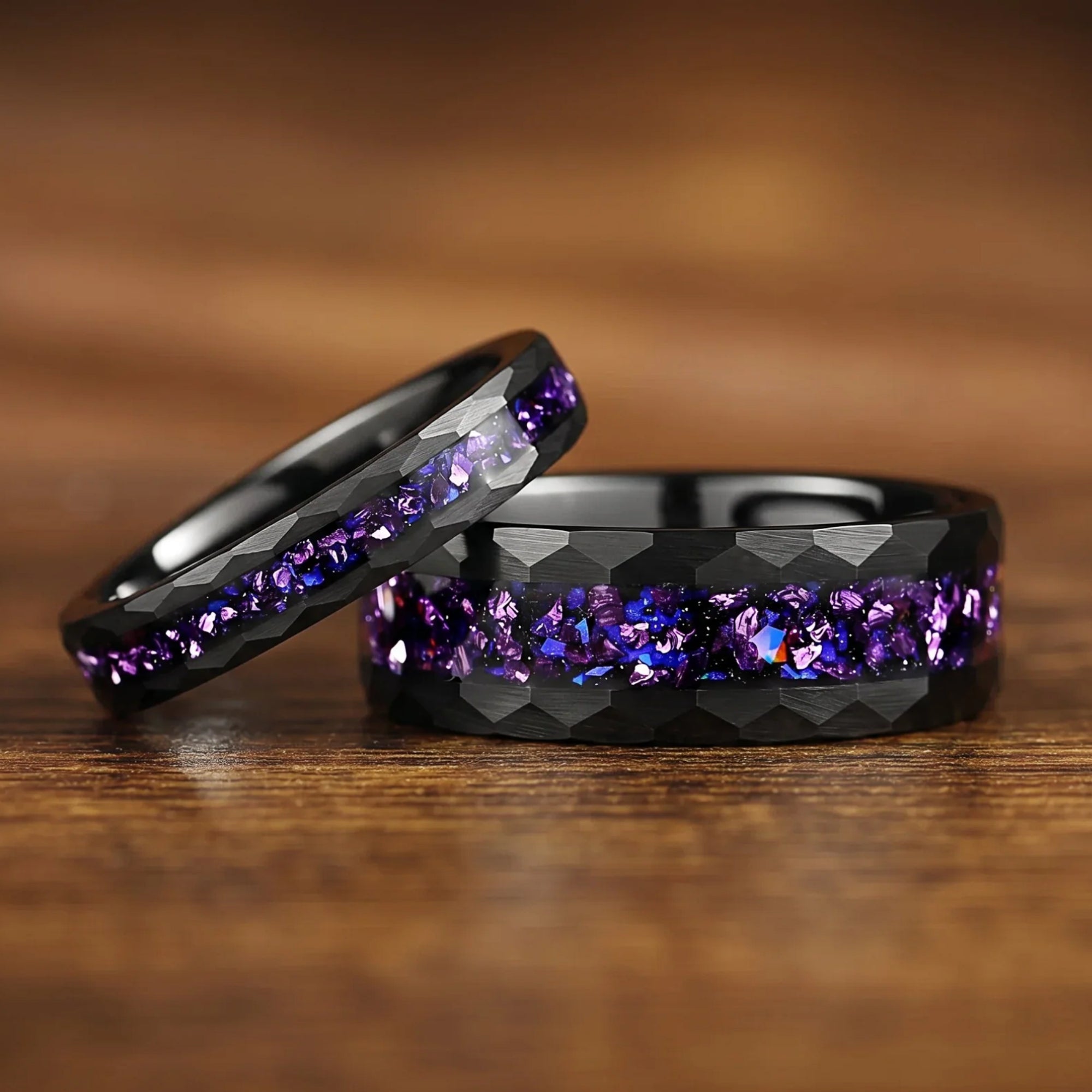 His and Hers Promises Ring Couple in Black Design Main View