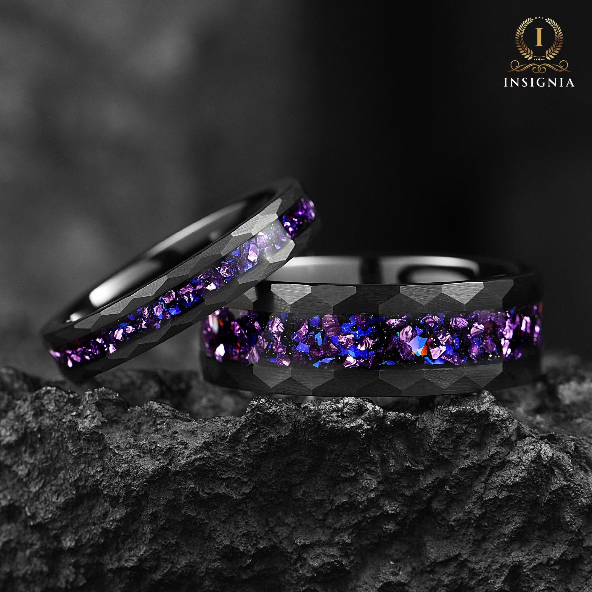 His and Hers Promises Ring Couple in Black Design