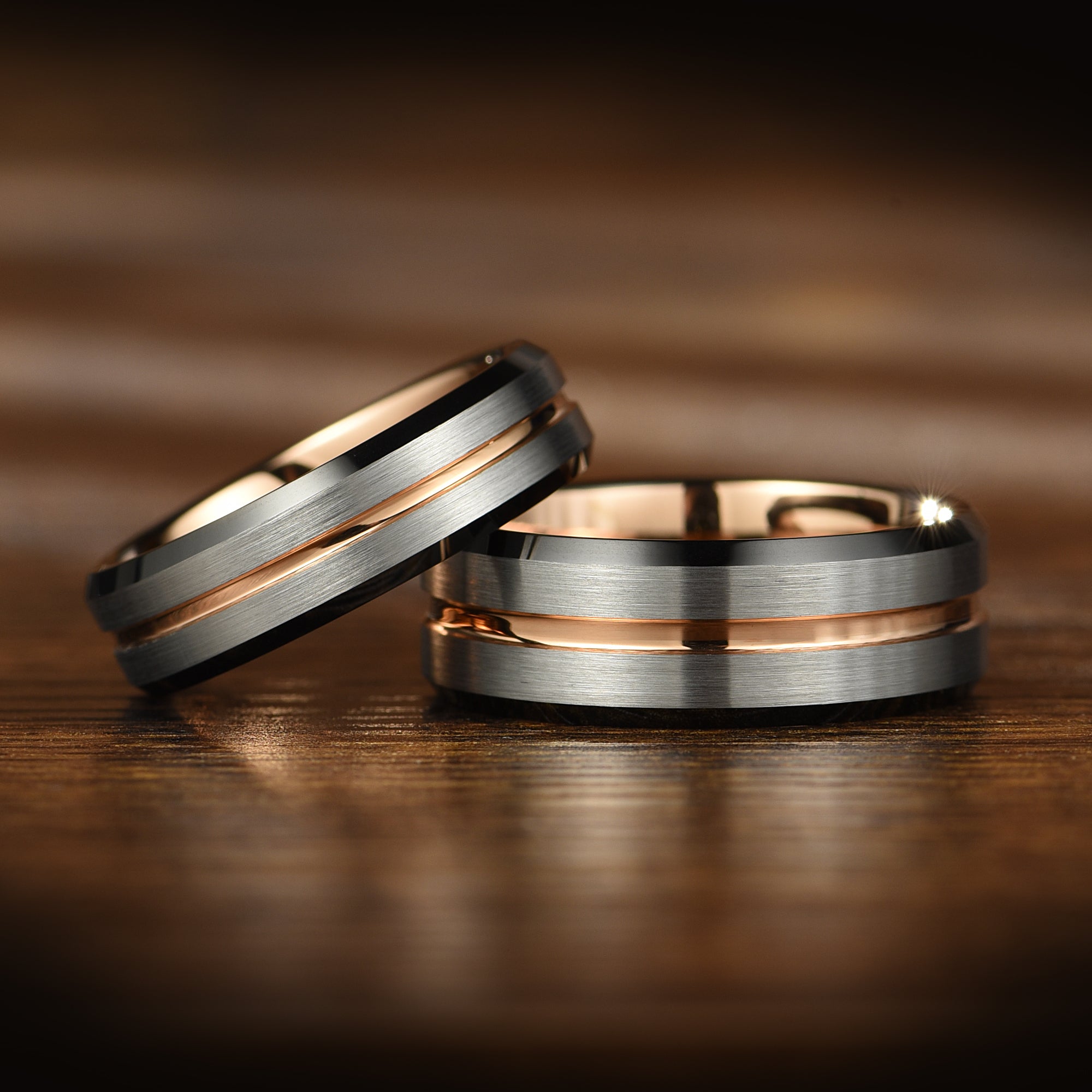 His and Hers Silver Marriage Set with Tungsten