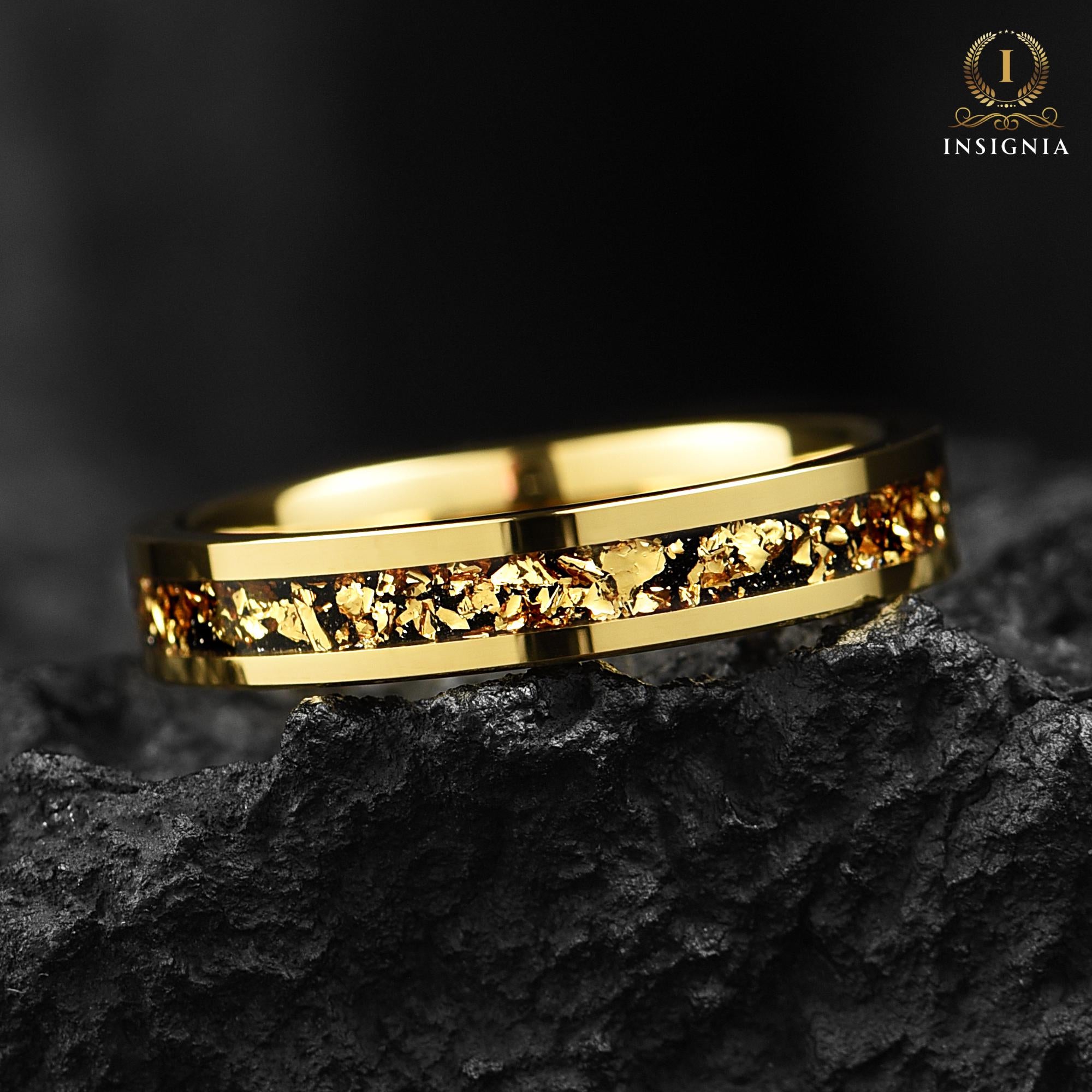 Ladies Marriage Ring Gold Tungsten Side View