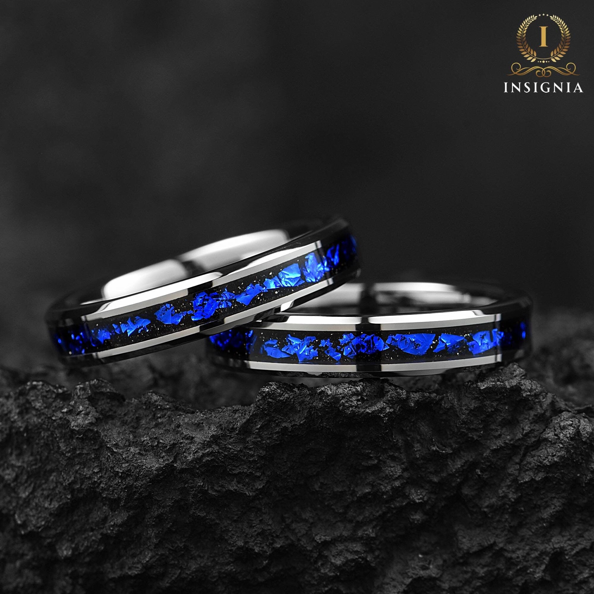 Ladies Wedding Rings Silver Tungsten Angle View