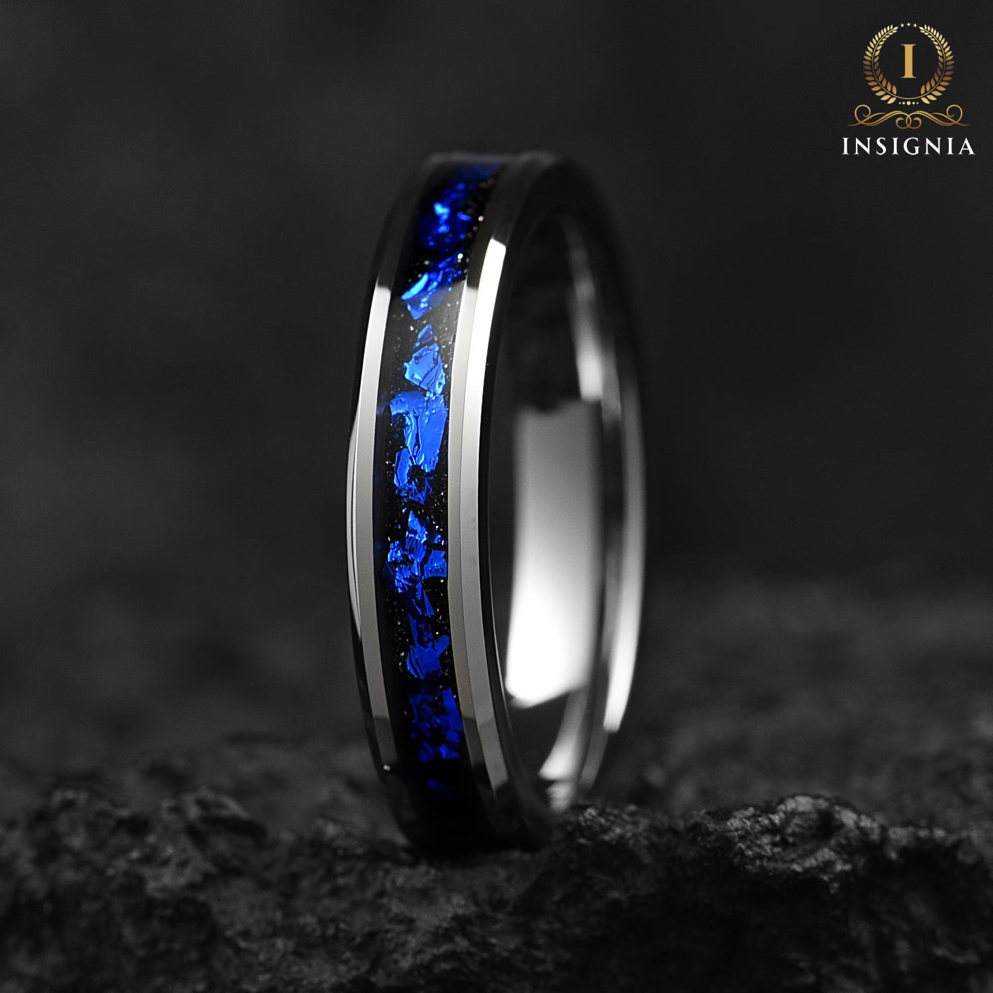 Ladies Wedding Rings Silver Tungsten Top View