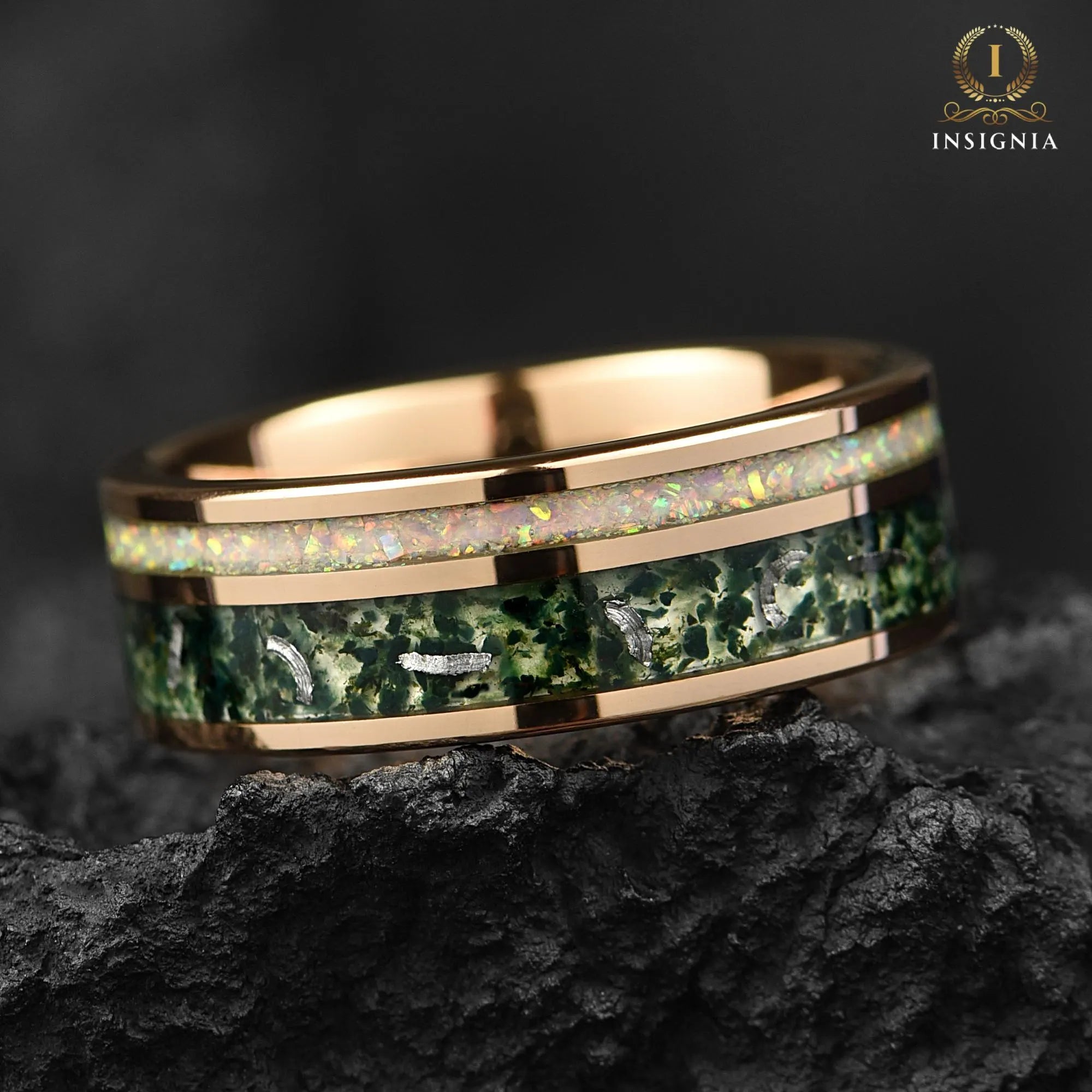 Male Rings Moss Agate Opal Main View