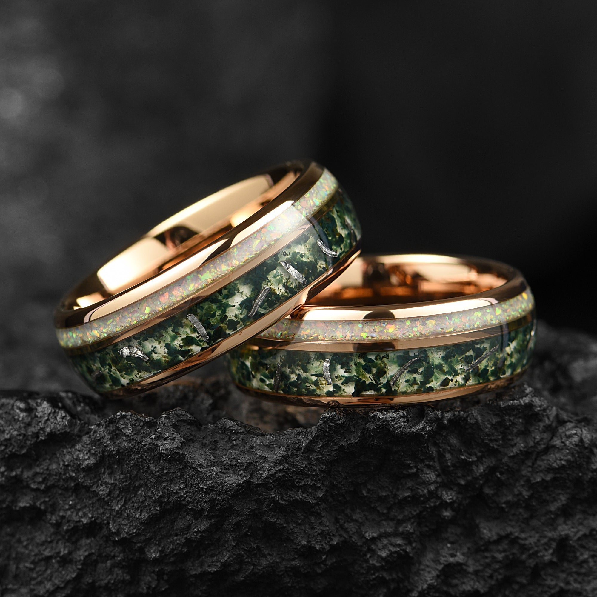 Man Ring Moss Agate Opal Angle View