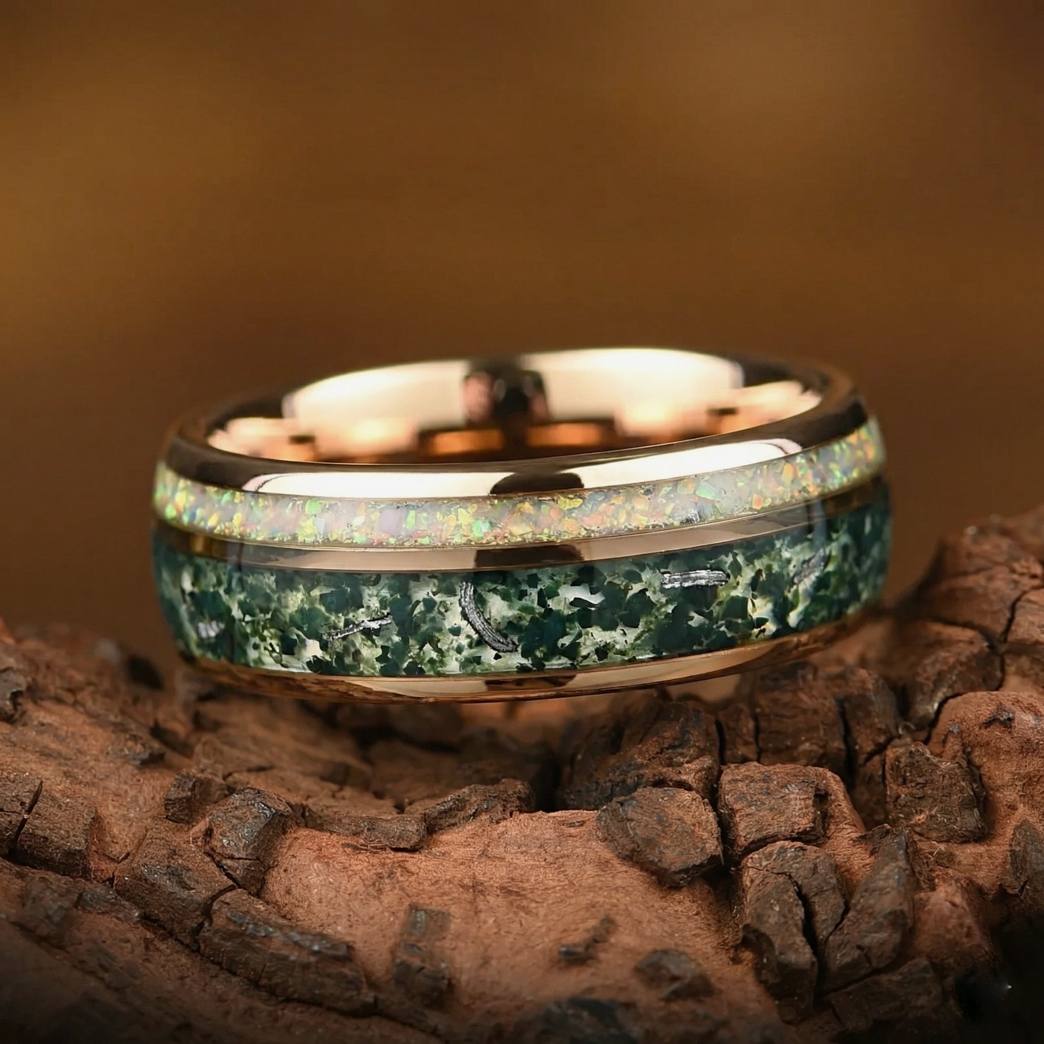 Man Ring Moss Agate Opal Main View