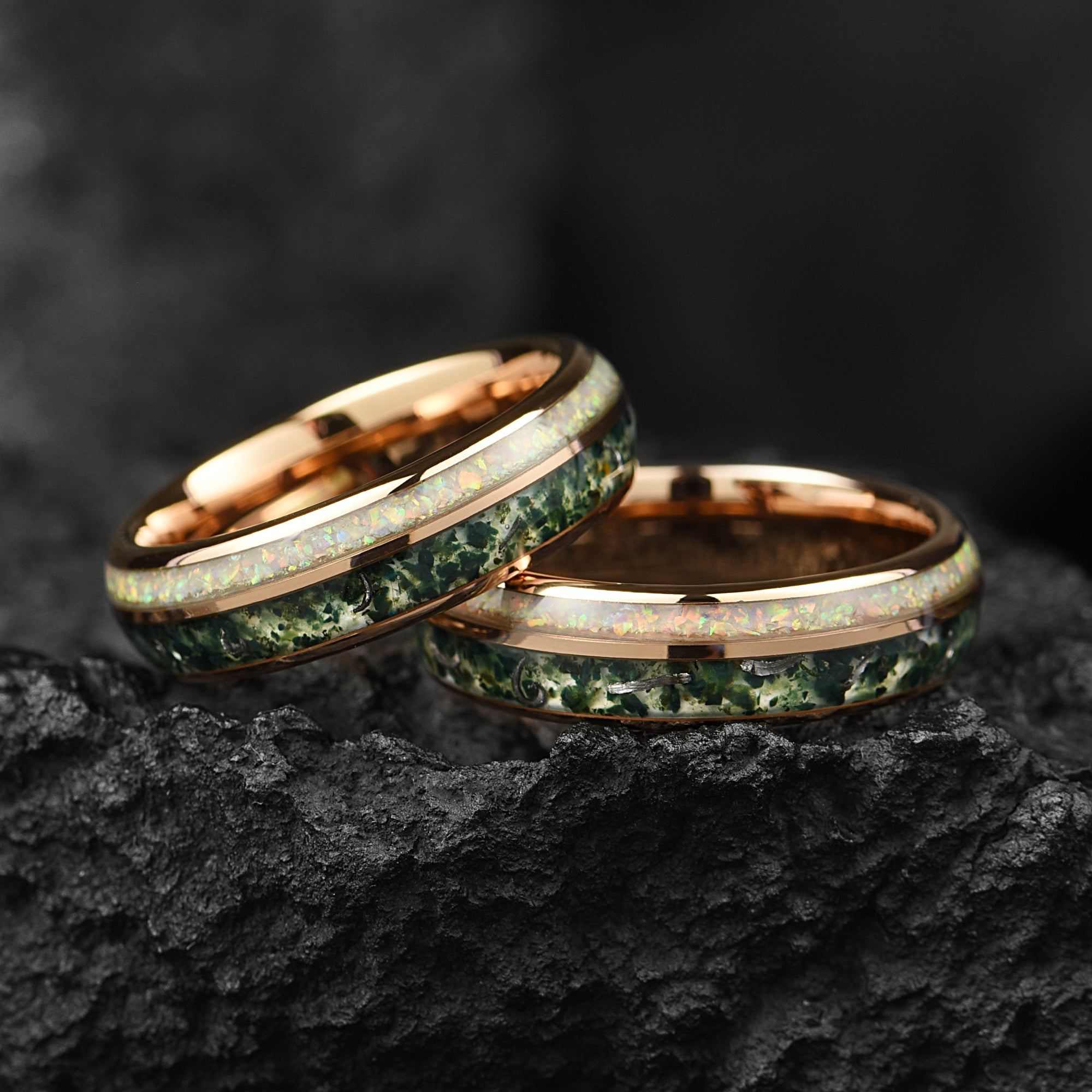Man Ring Moss Agate Opal Profile View