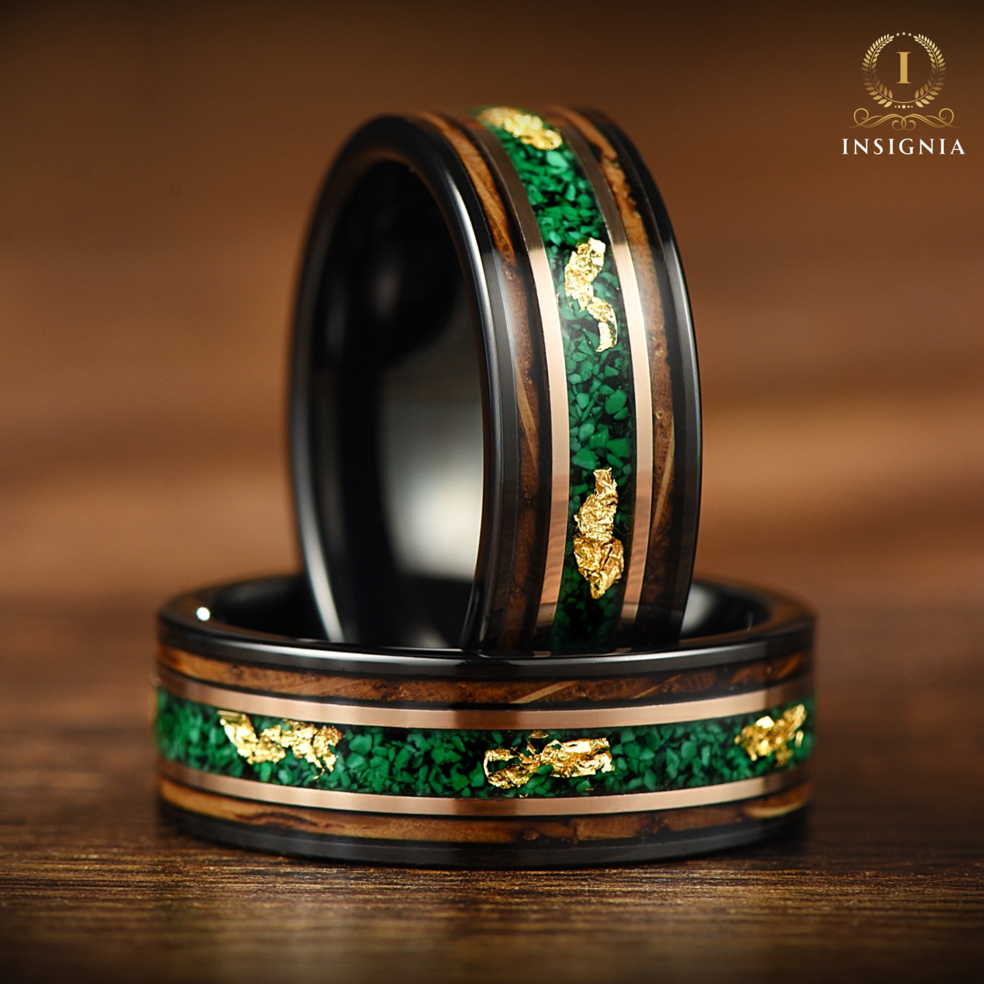 Marriage Bands Men Malachite Profile View