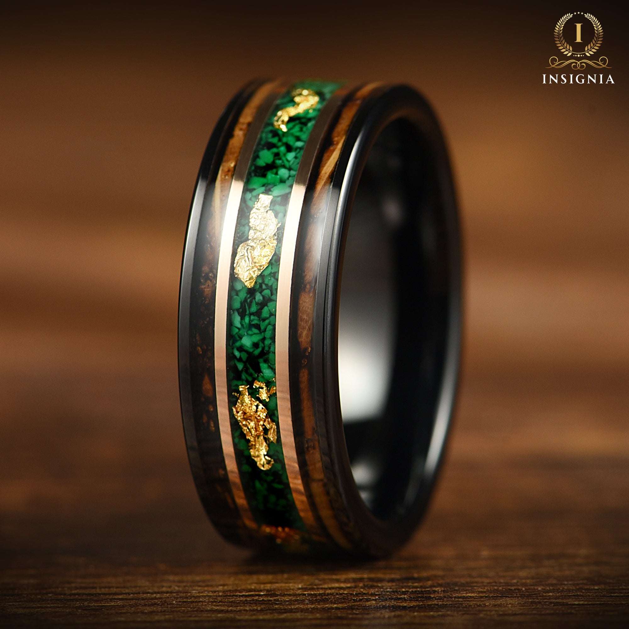 Marriage Bands Men Malachite Vertical View