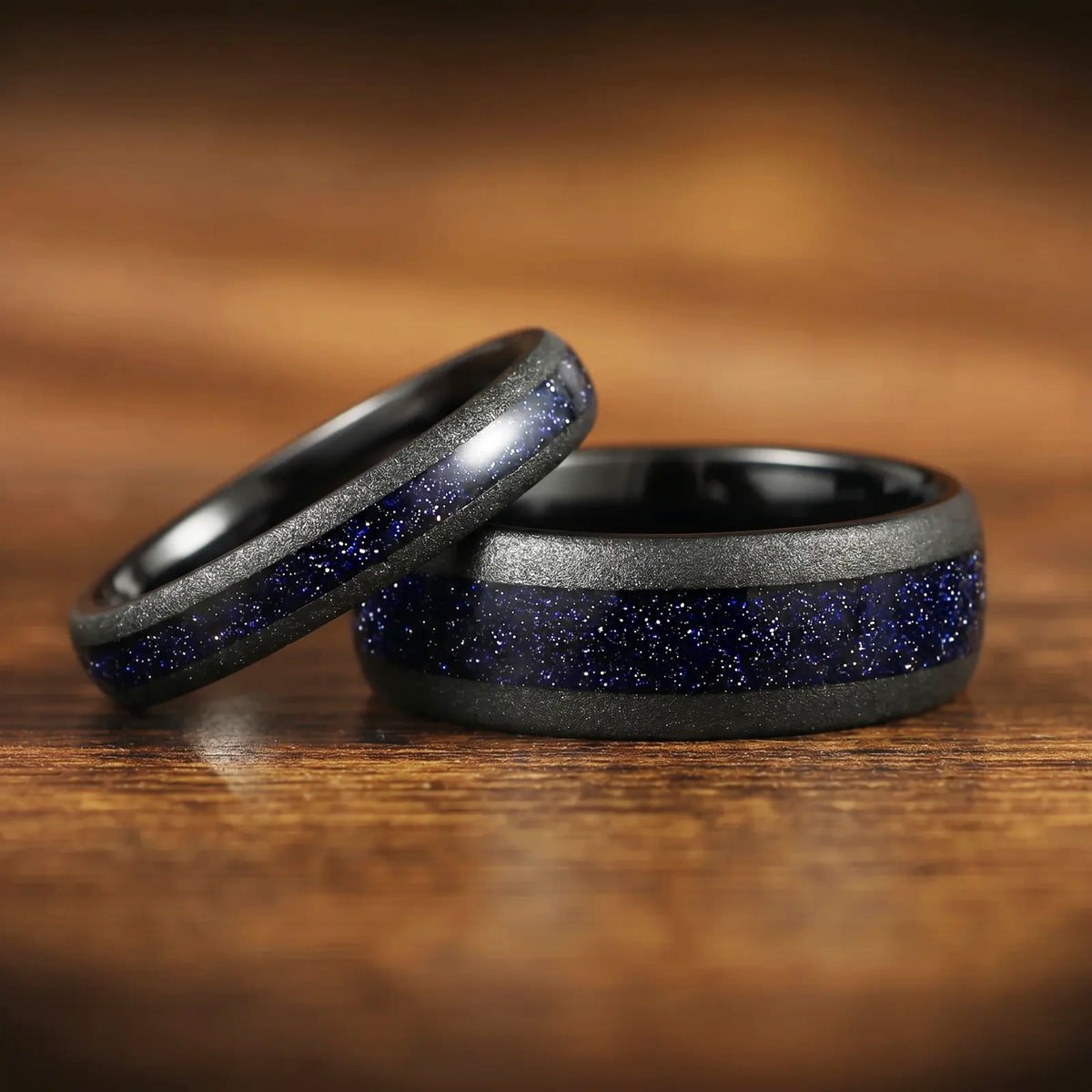 Marriage Ring Set Black Nebula Inspired Main View