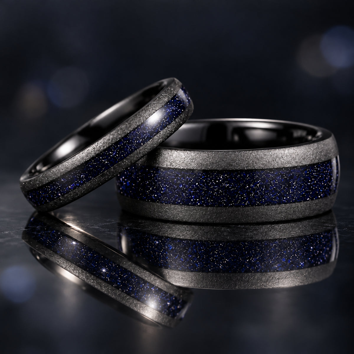 Marriage Ring Set Black Nebula Inspired Main View