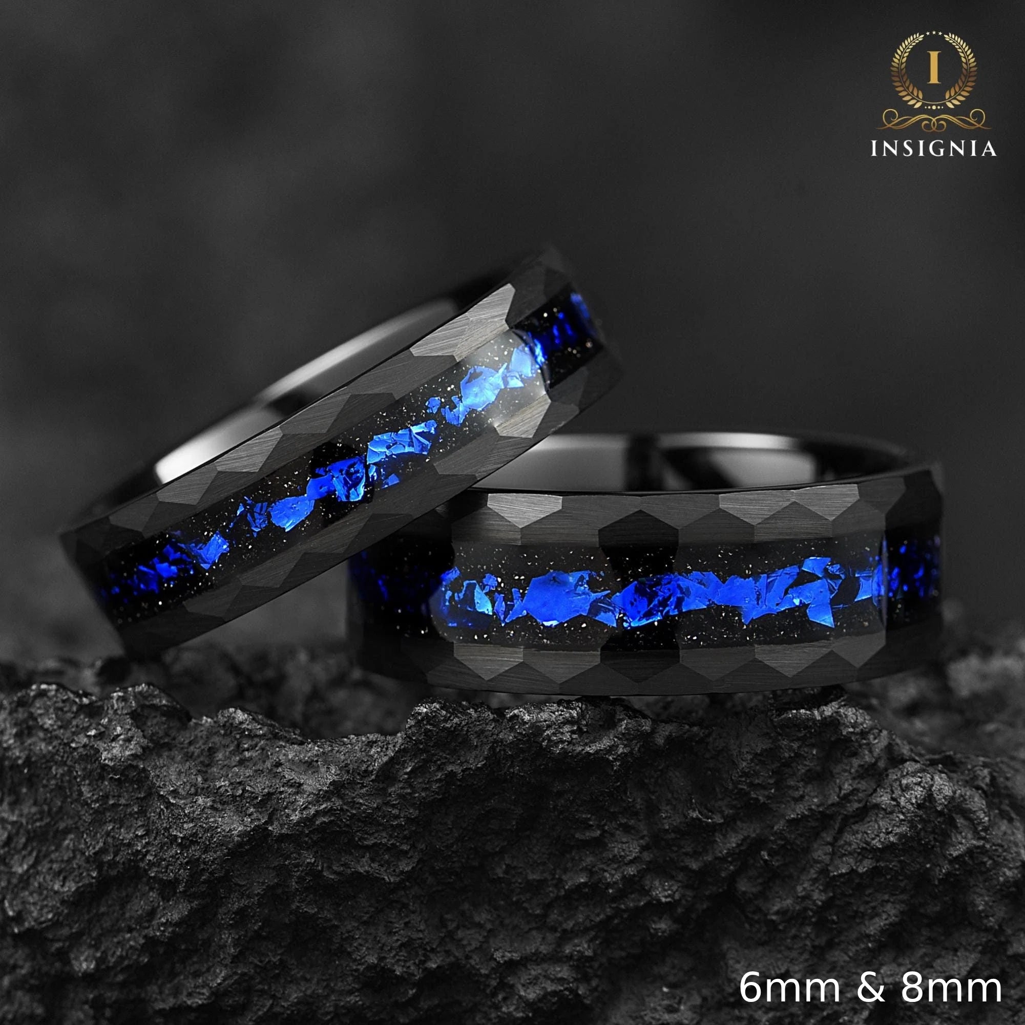 Matching Rings Bargain Tungsten Wedding Bands in Galaxy Design