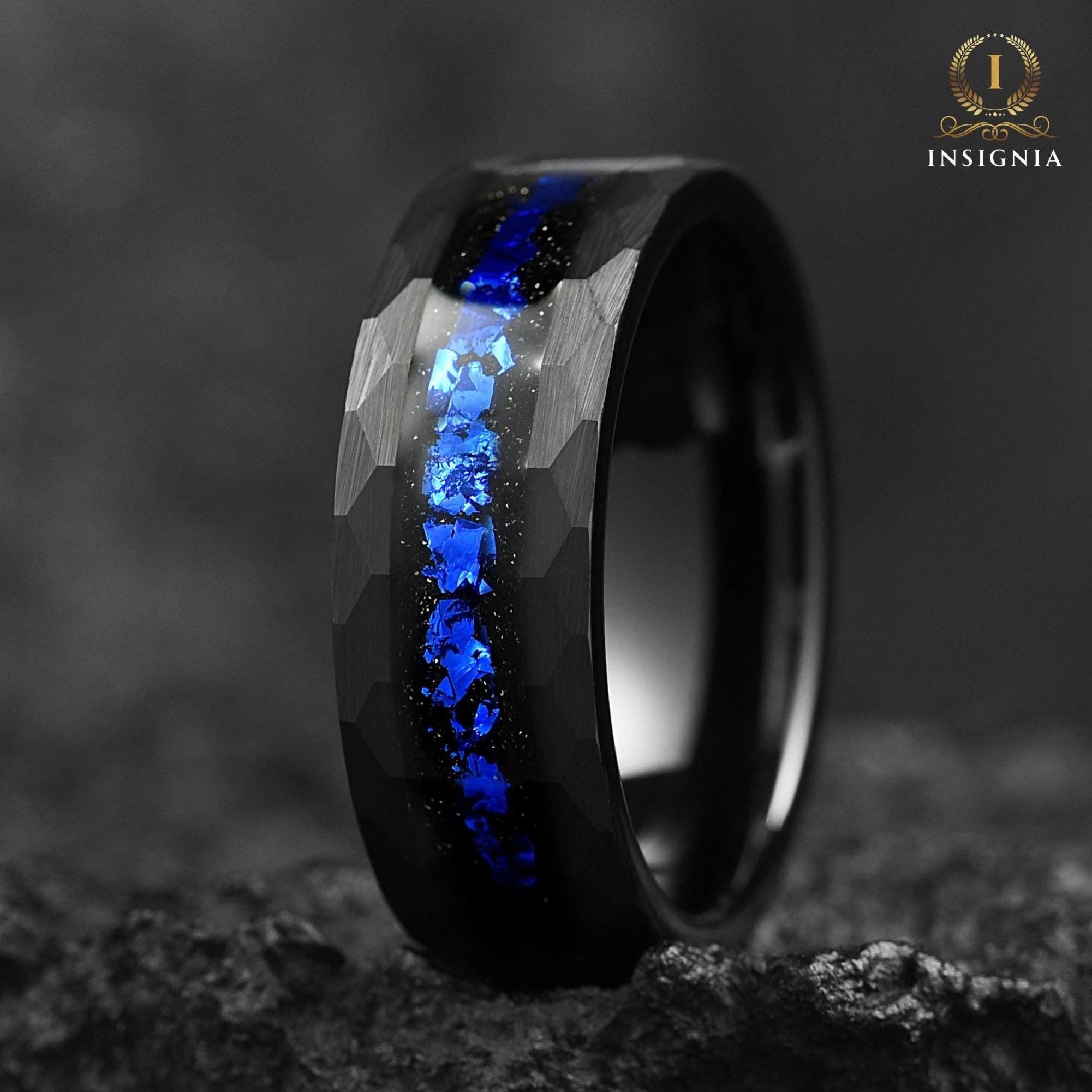 Matching Rings Low Price Promise in Black Design Close-Up View