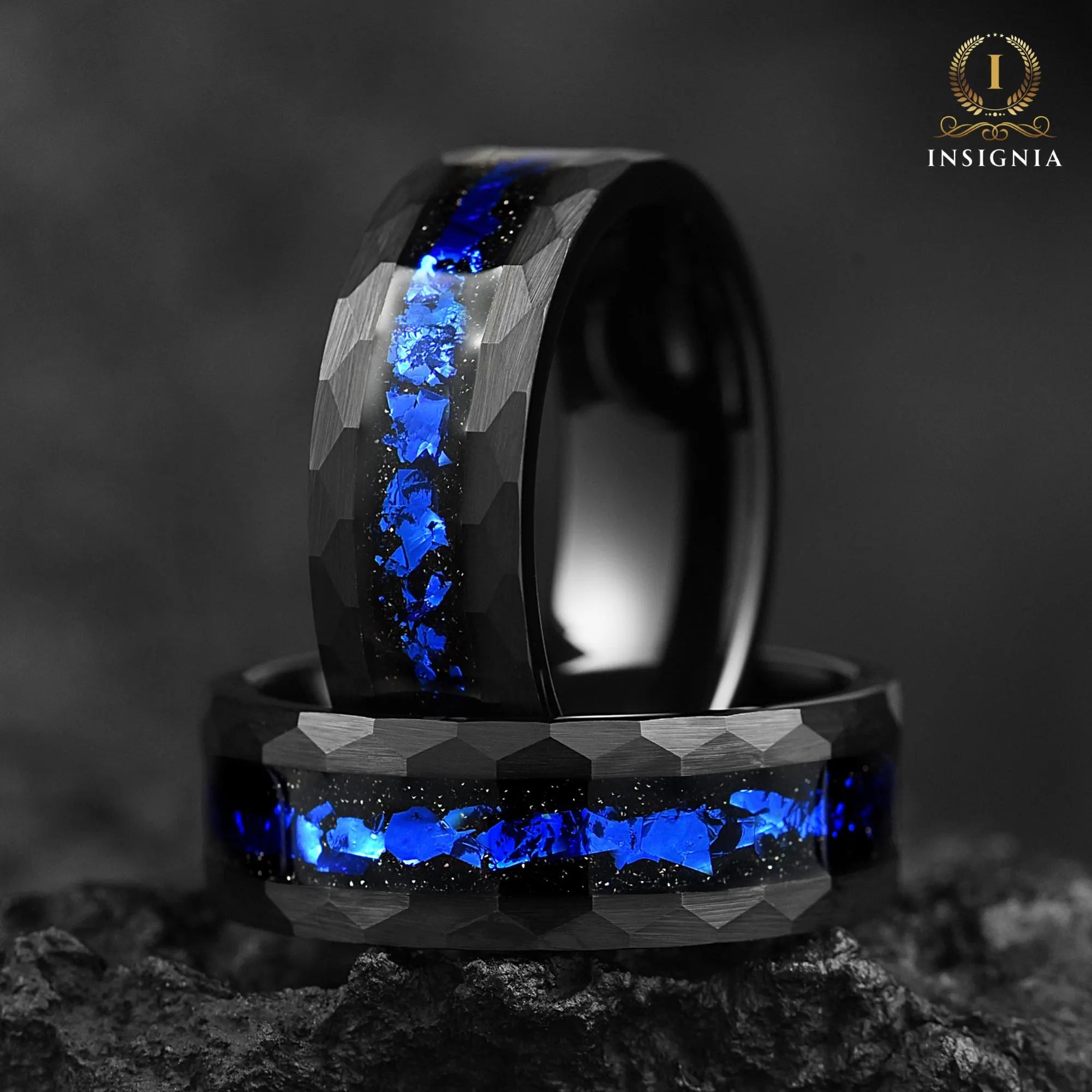 Matching Rings Low Price Promise in Black Design Profile View