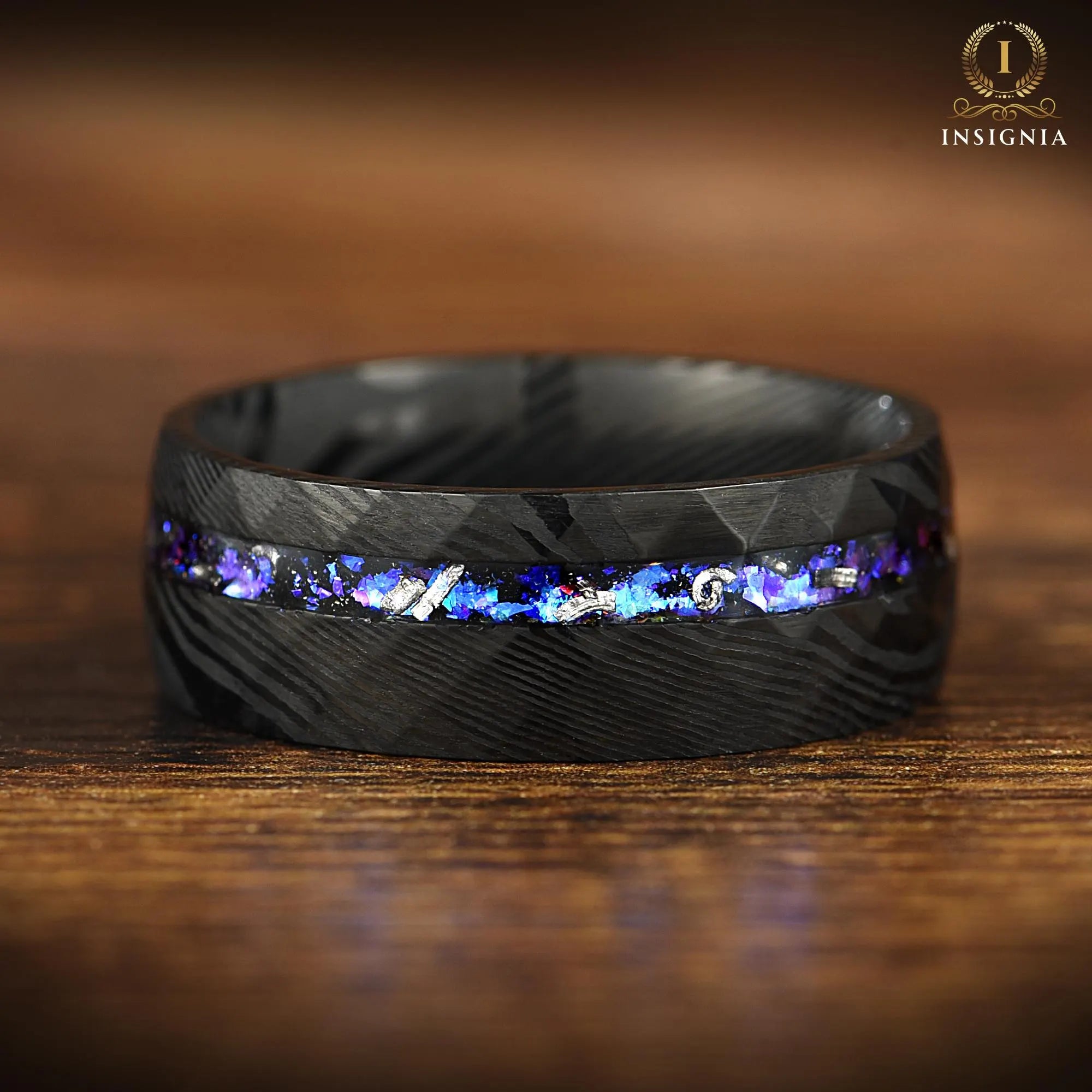 Men Wedding Rings Damascus Horizontal View