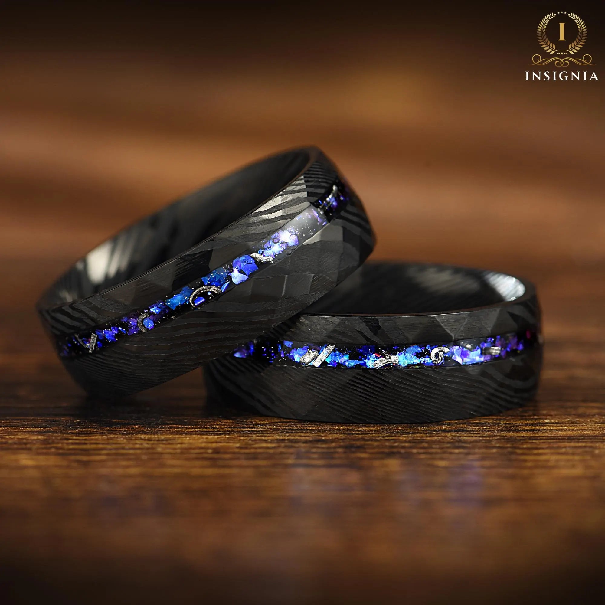 Men Wedding Rings Damascus Profile View