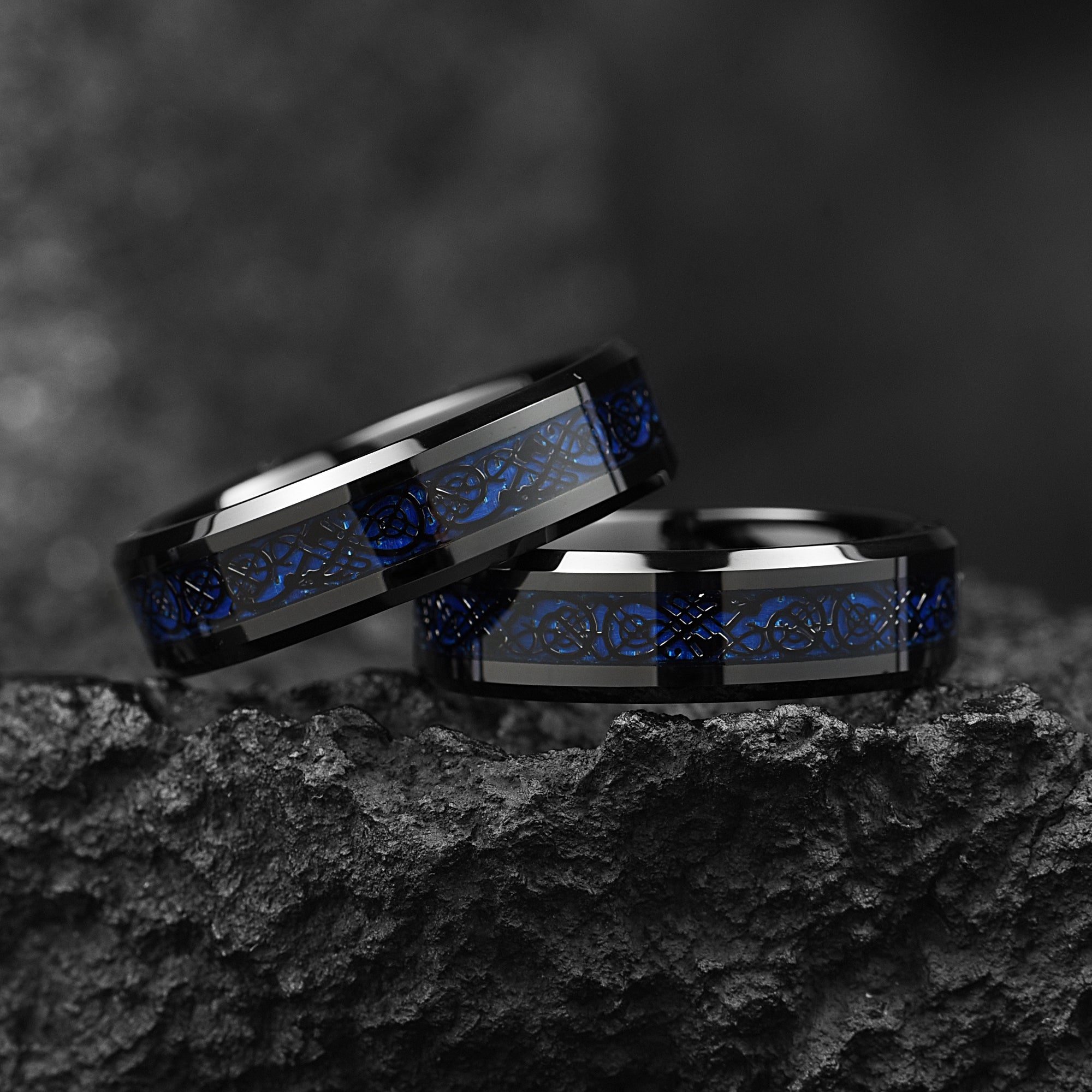 Mens Celtic Rings Tungsten Carbon Fiber View