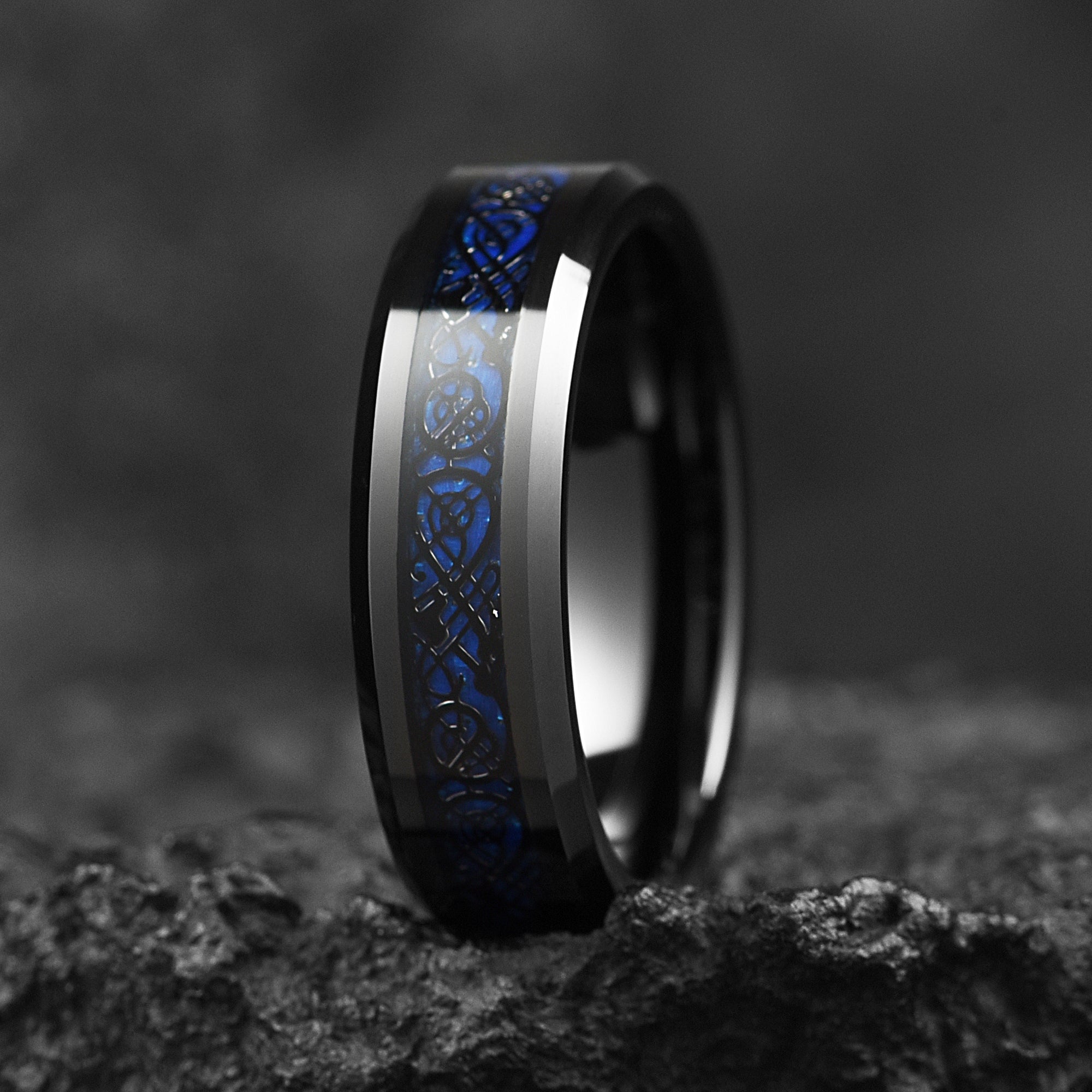 Mens Celtic Rings Tungsten Close Up View