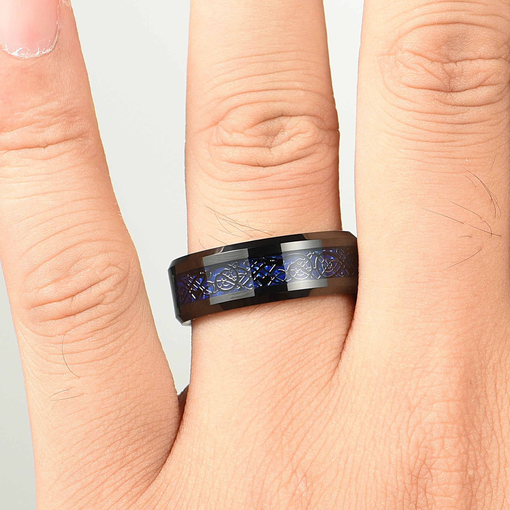 Mens Celtic Rings Tungsten Hand View