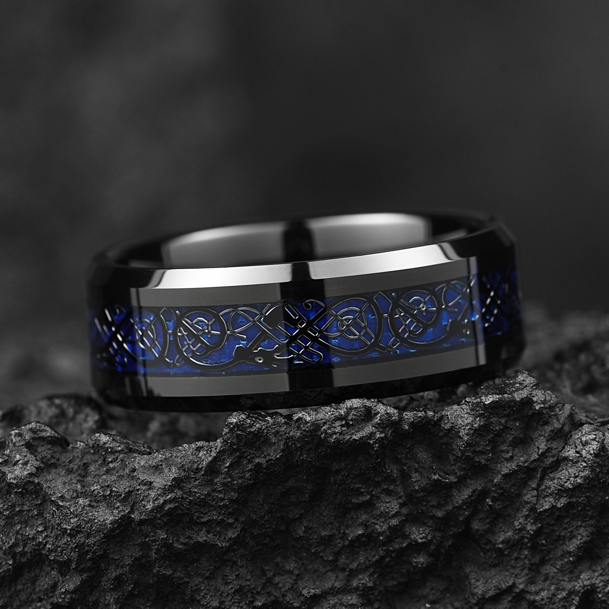 Mens Celtic Rings Tungsten Side View