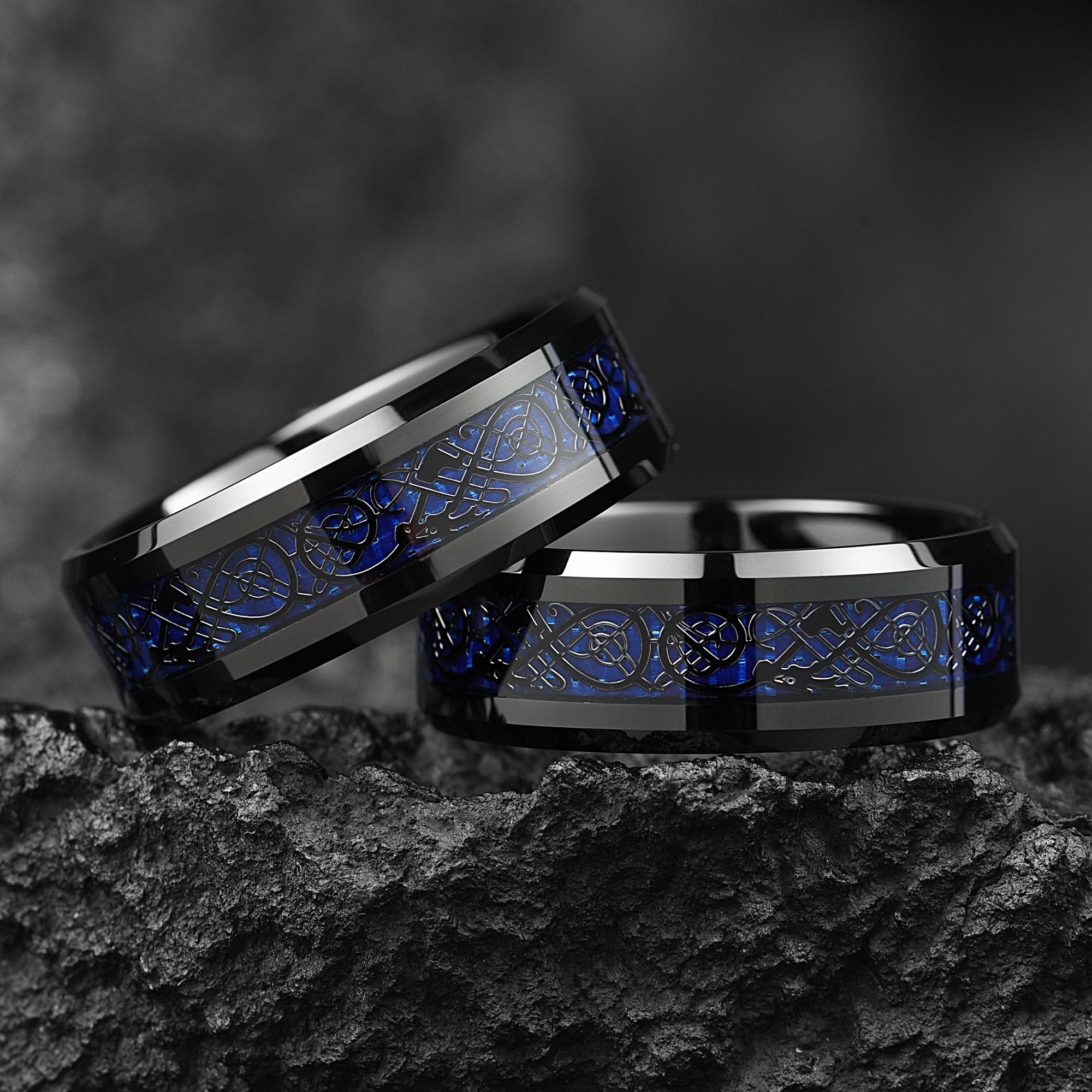 Mens Celtic Rings Tungsten Top View