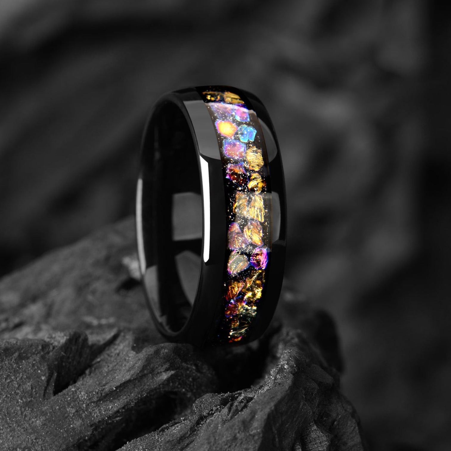 Mens Promise Ring Tungsten Top View