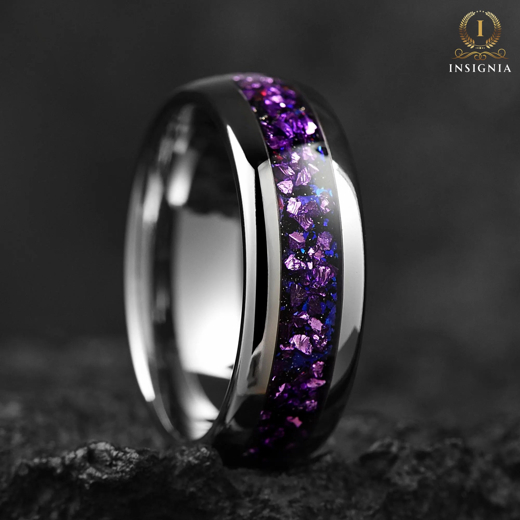 Mens Silver Ring Alexandrite Angle View
