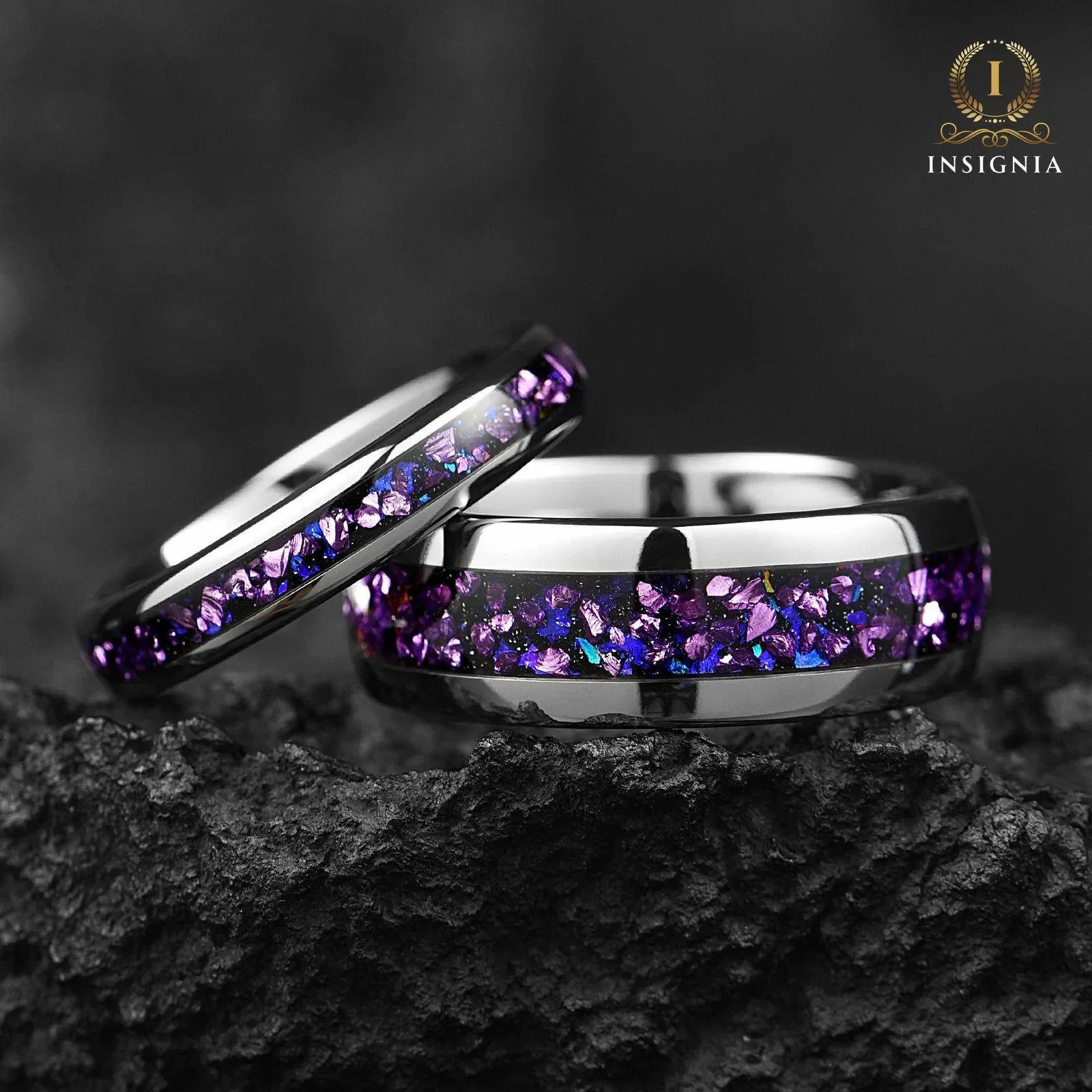 Mens Silver Ring Alexandrite Couple Set View