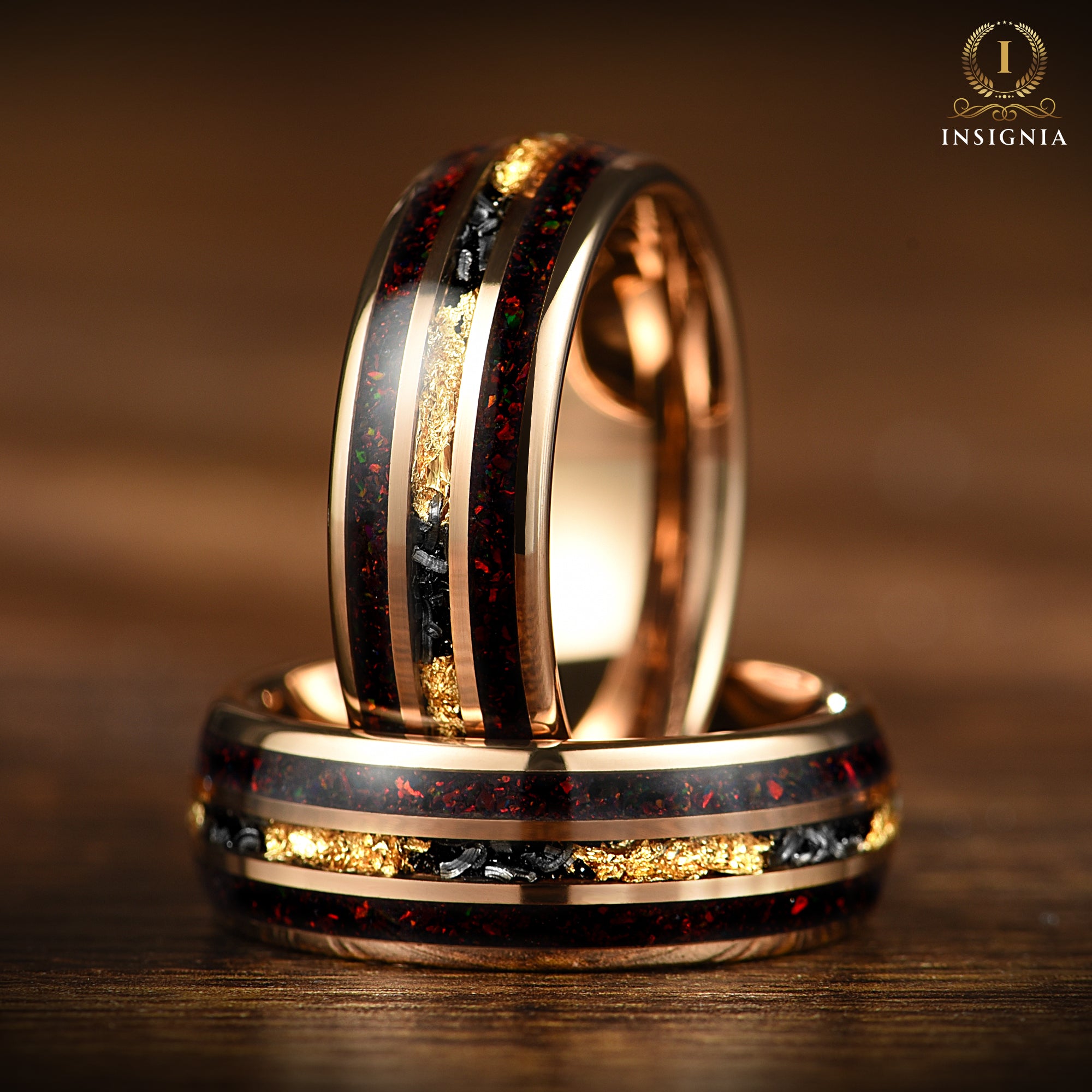 Mens Wedding Band Meteorite Angle View