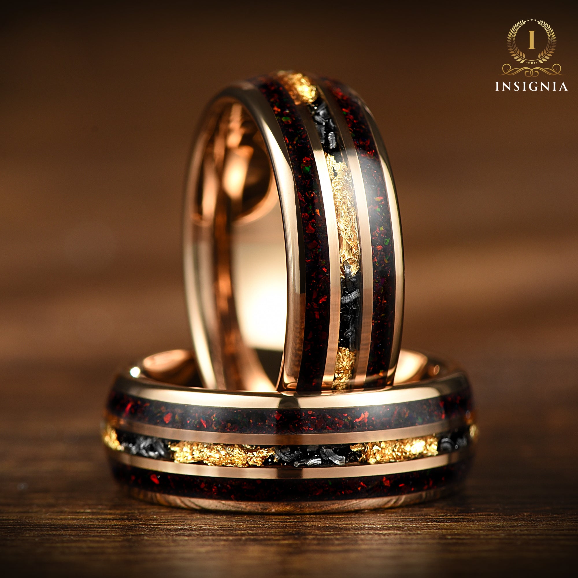 Mens Wedding Band Meteorite Vertical View