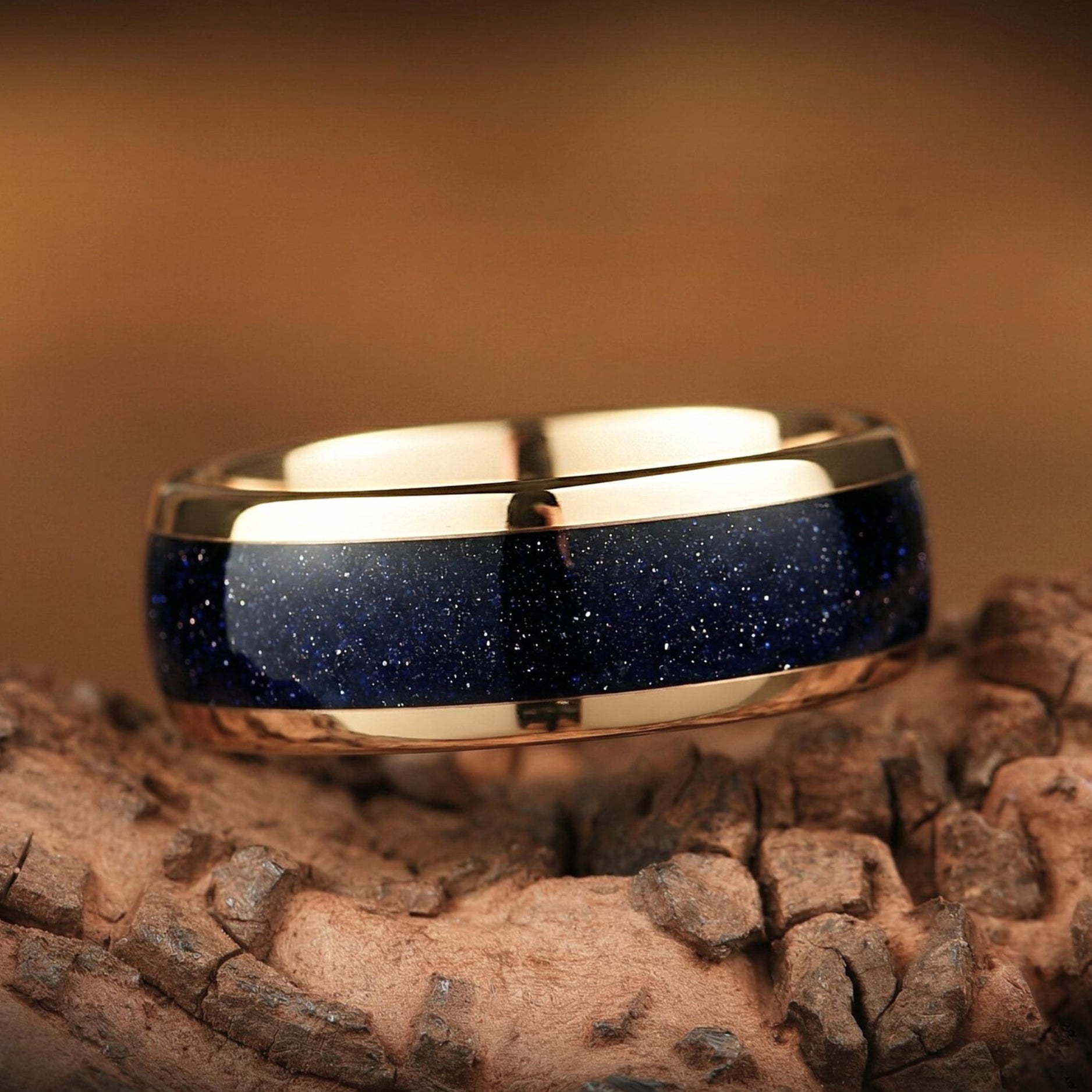 Mens Wedding Bands Tungsten Galaxy Angle View