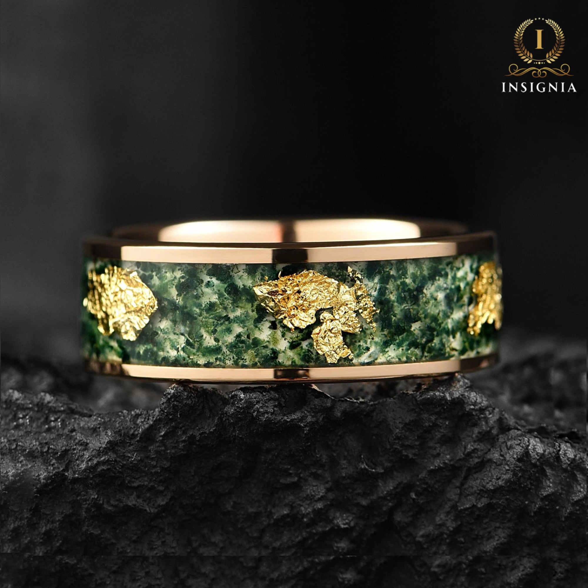 Moss Agate Ring Men Rose Main View